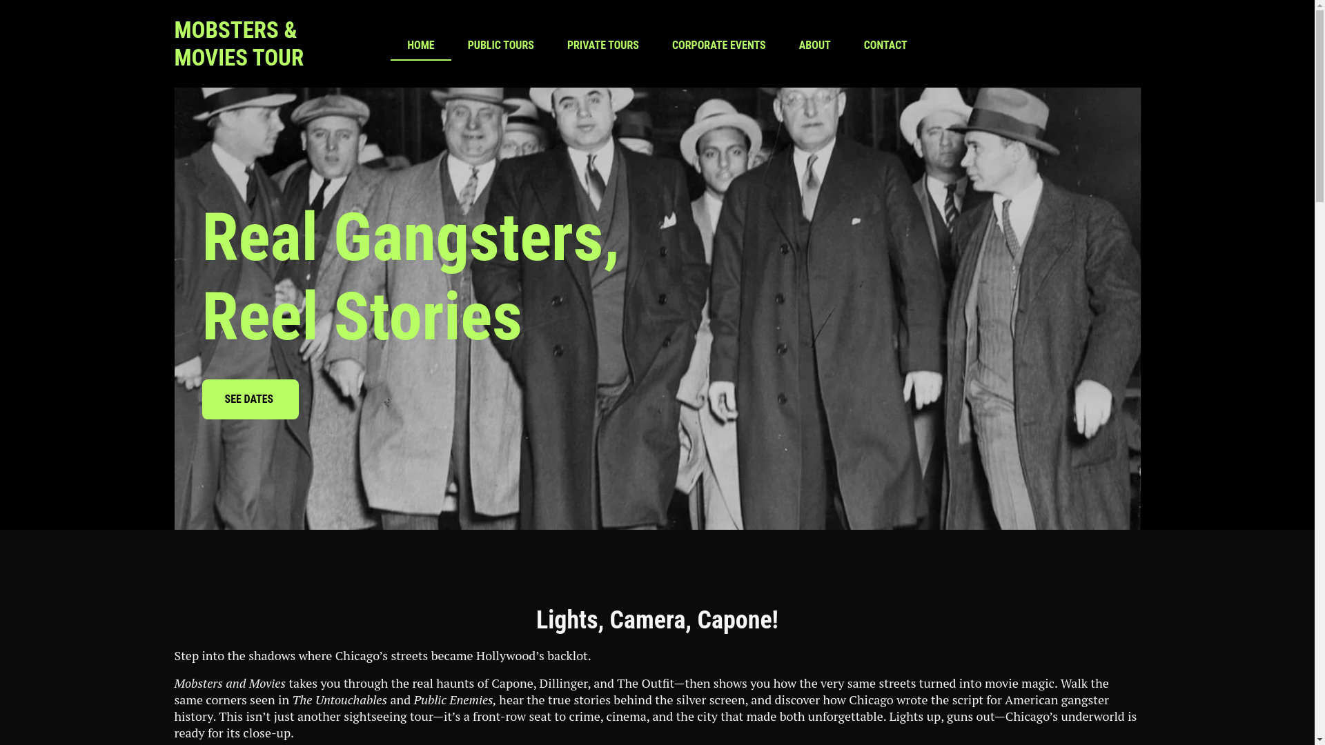 website screenshot of https://mobstersandmovies.com/