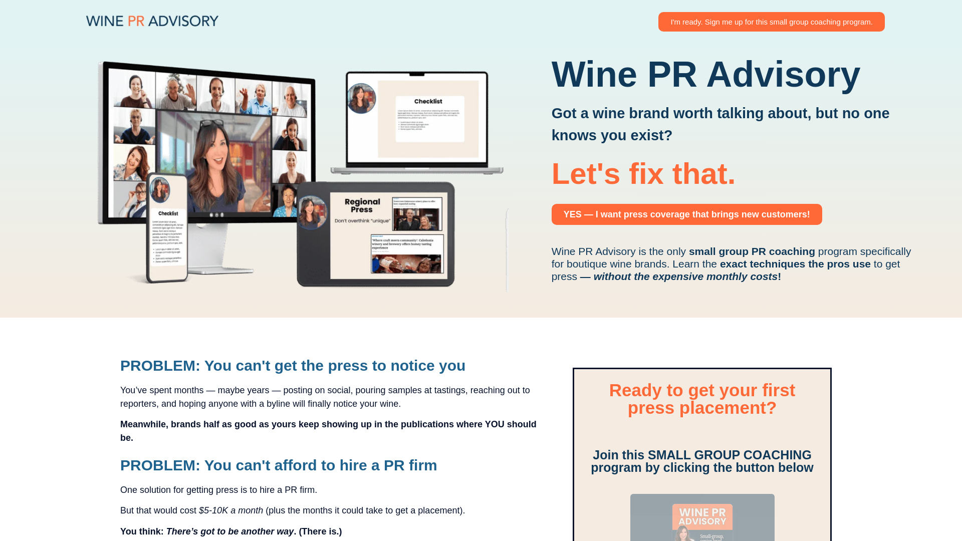 website screenshot of https://winepradvisory.com/