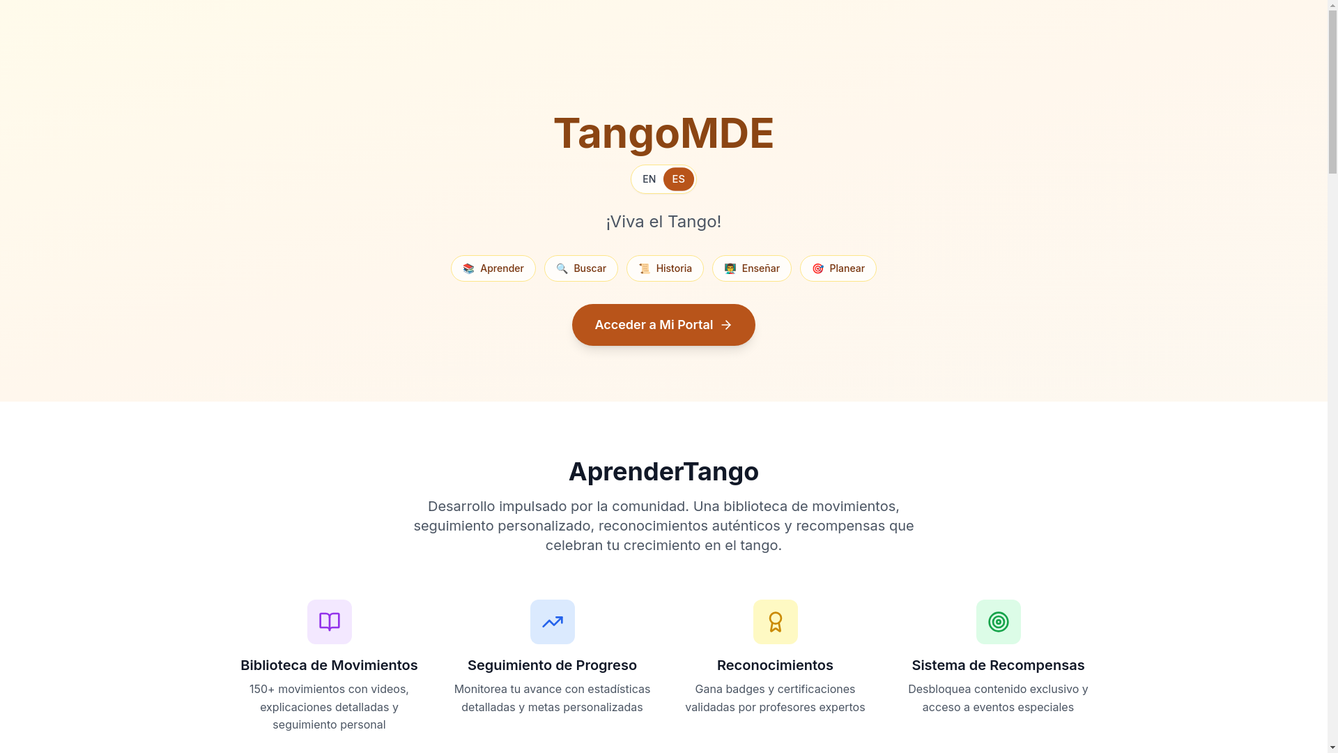 website screenshot of https://tangoeje.com/