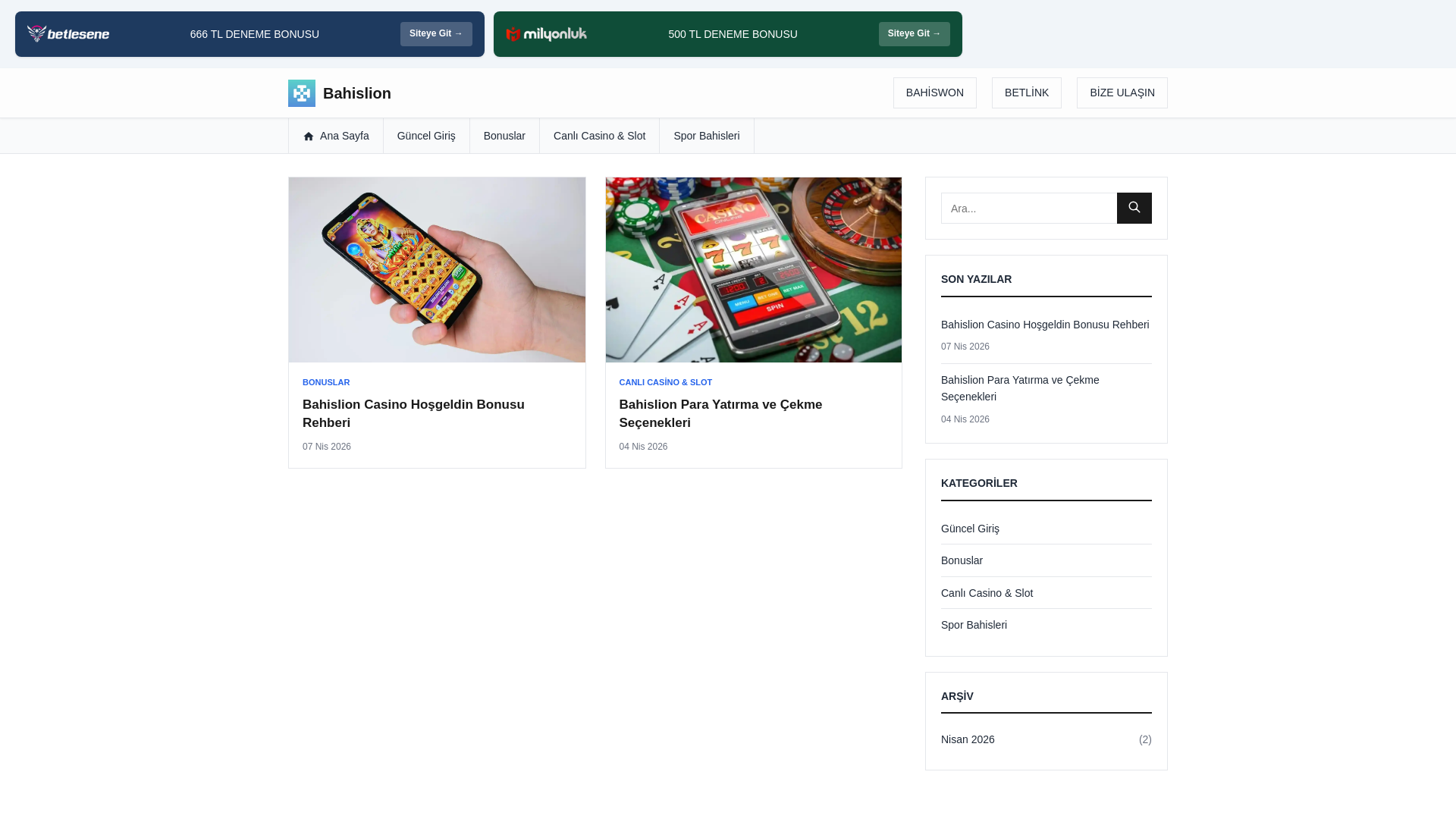 website screenshot of https://bahislionguncelgiris.pro/