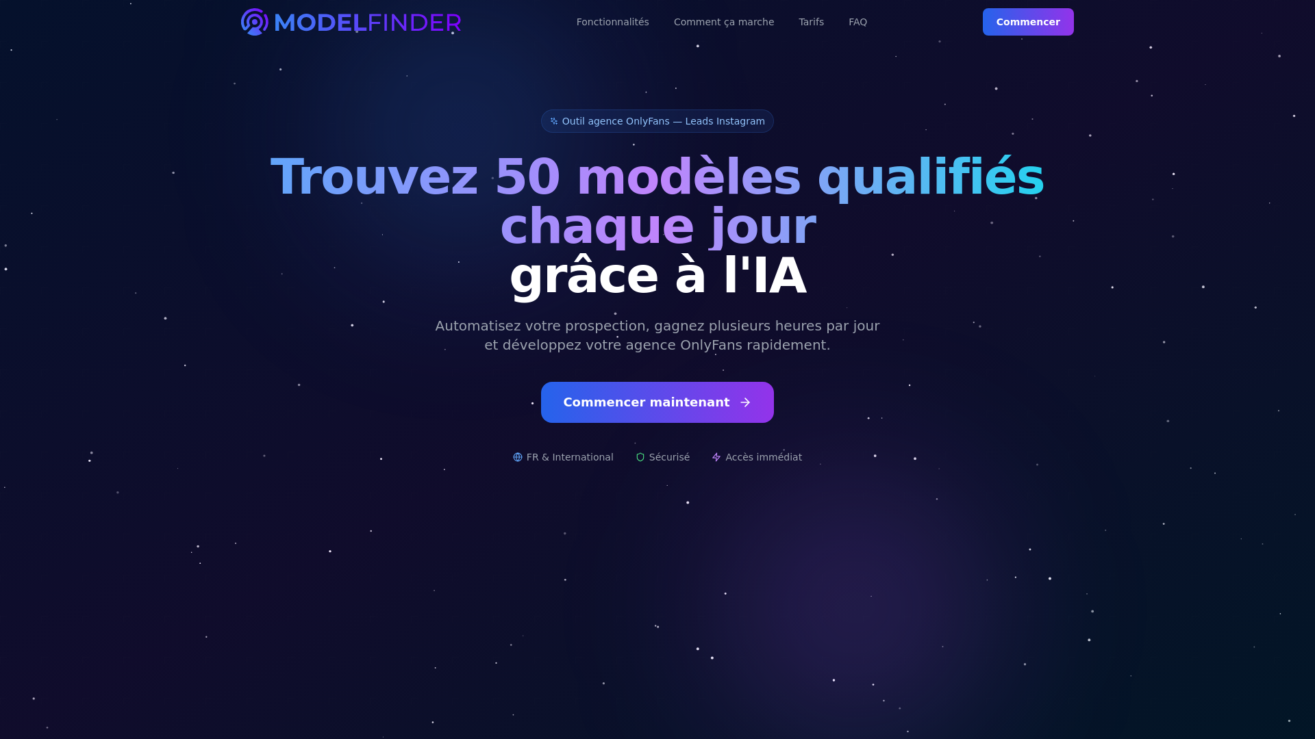 website screenshot of https://modelfinder.fr/