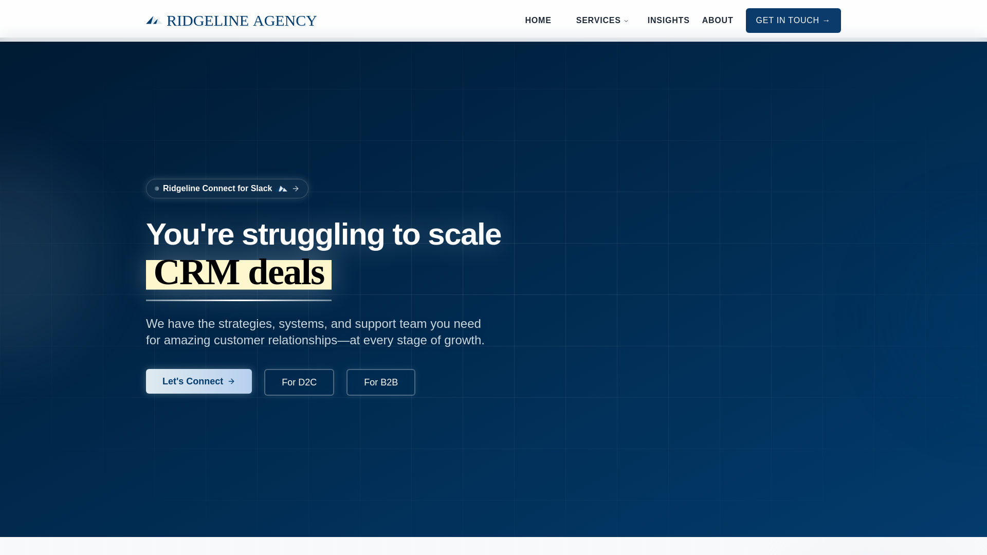 website screenshot of https://theridgelineagencyhub.com/