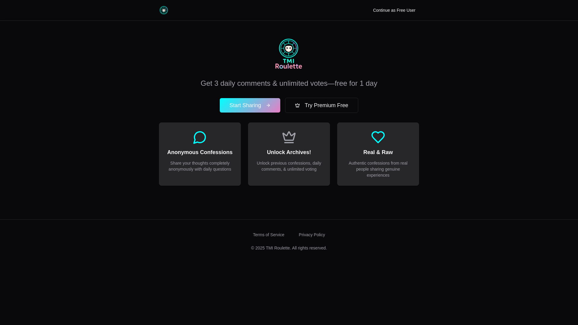 website screenshot of https://tmiroulette.net/