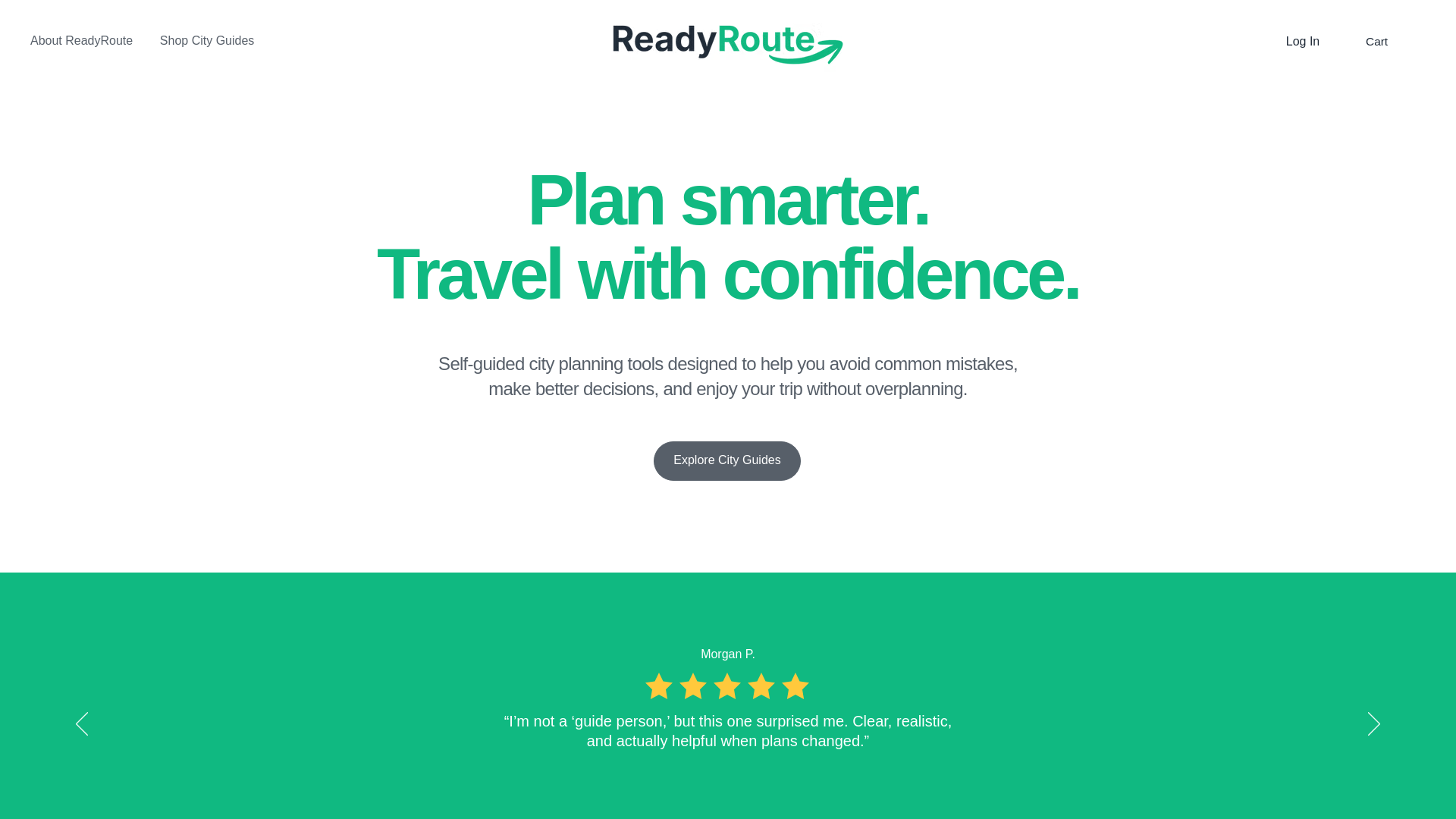 website screenshot of https://readyrouteguides.com/