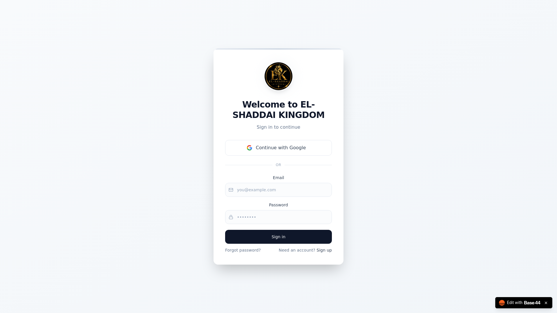website screenshot of https://elshaddaikingdom.shop/