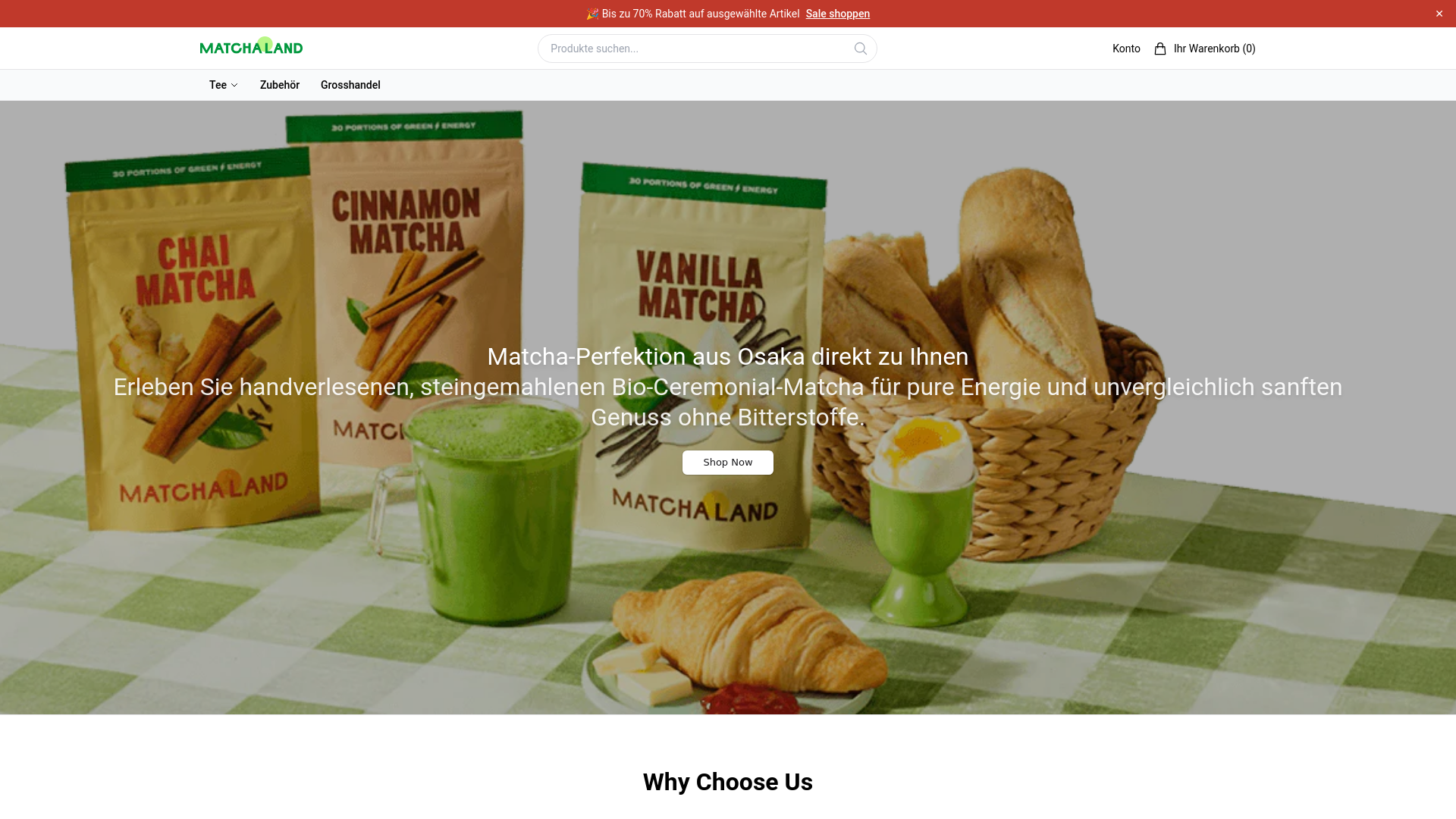 website screenshot of https://matchalandmarket.shop