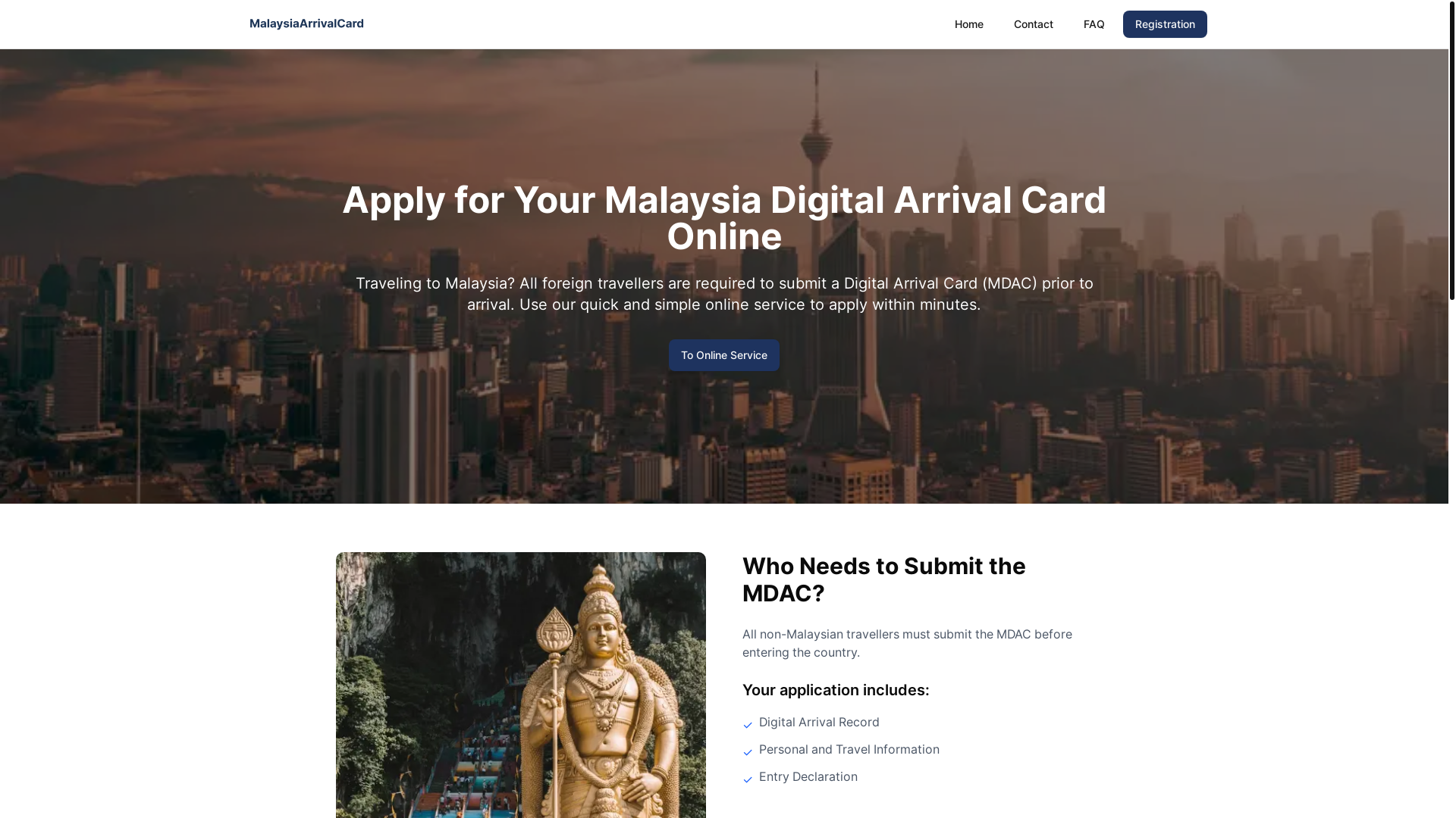 website screenshot of https://arrivalcards-malaysia.com/
