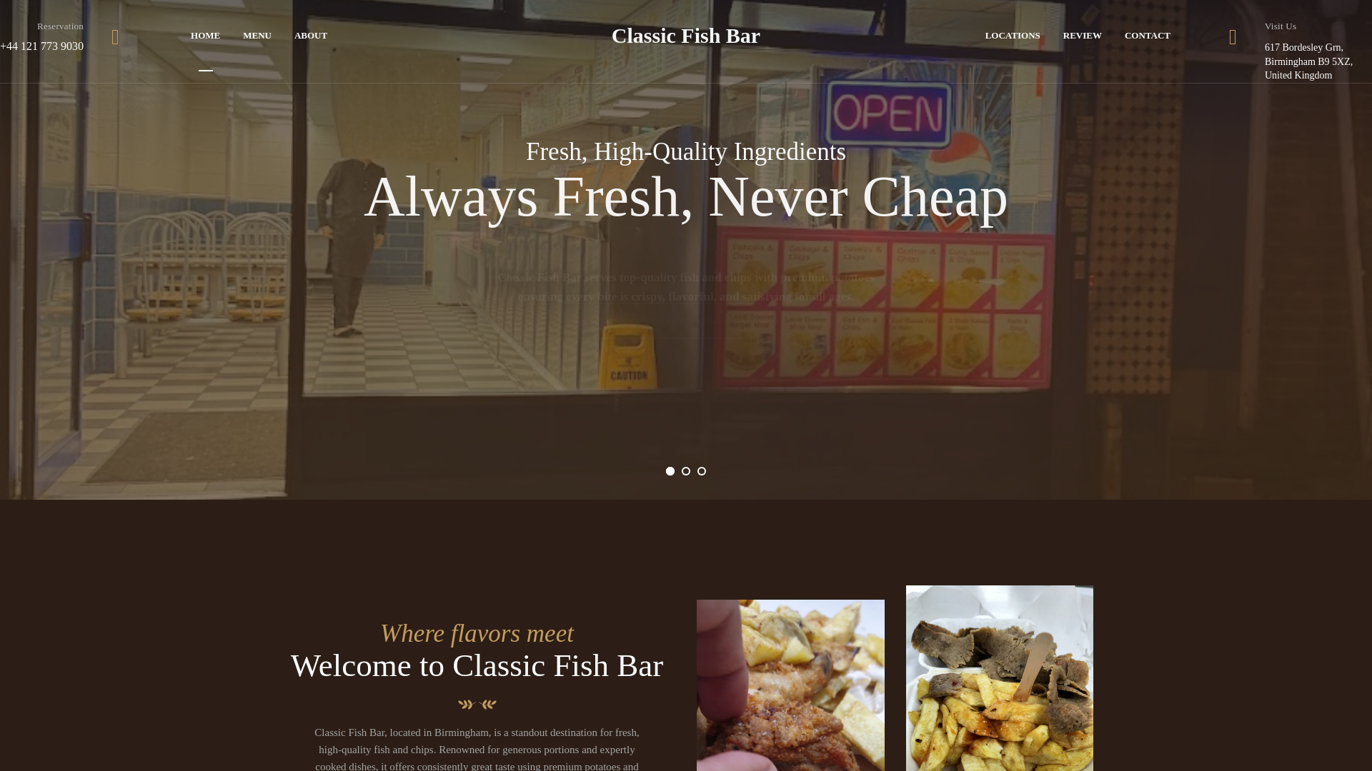 website screenshot of https://classicfishbar.shop/