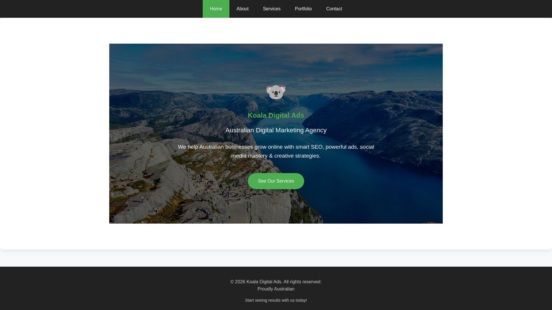 website screenshot of https://koaladigitalads.com/