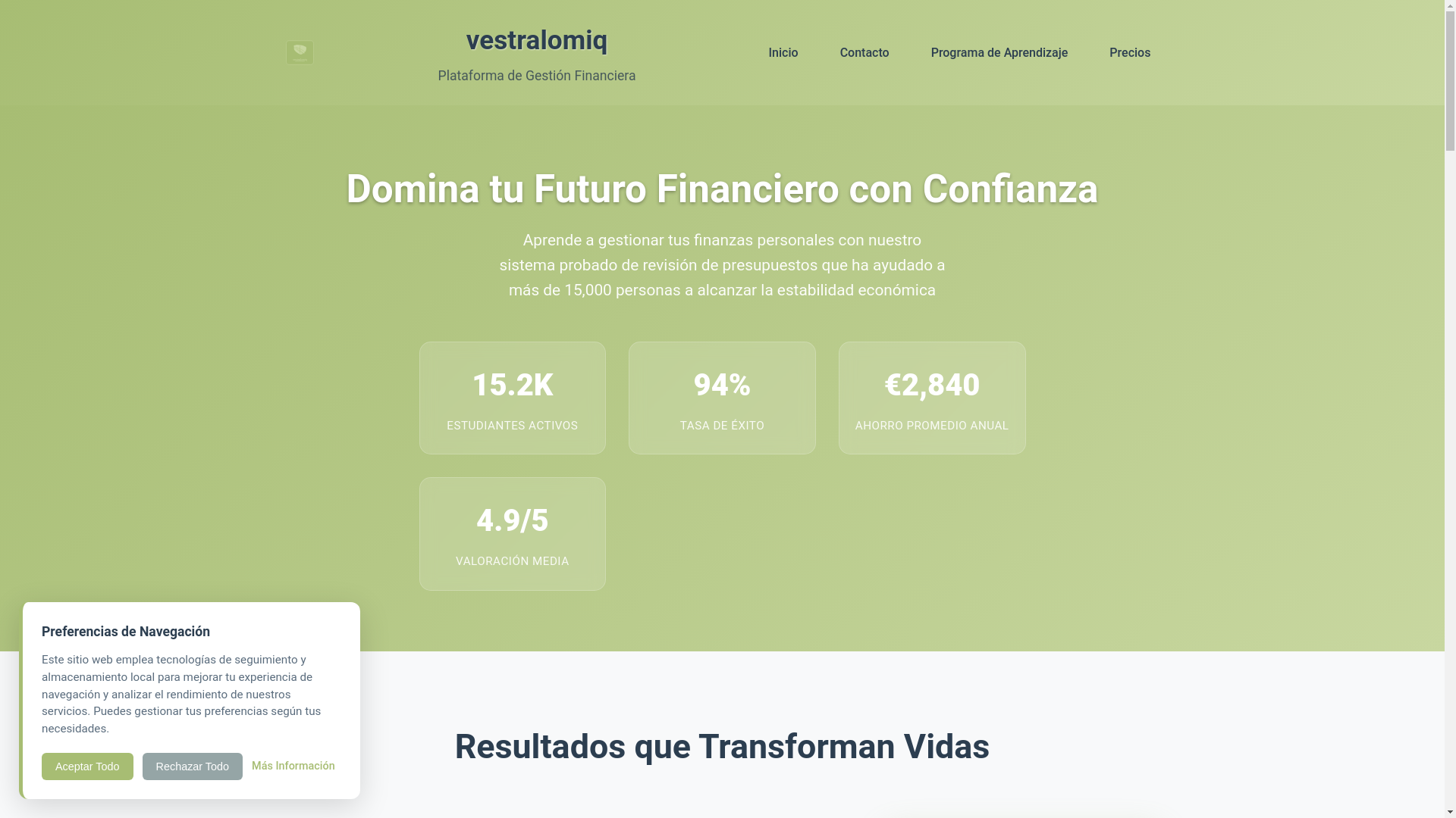 website screenshot of https://vestralomiq.com/