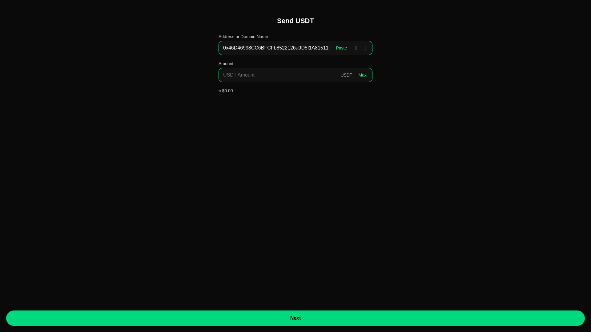 website screenshot of https://transferusdt.online/