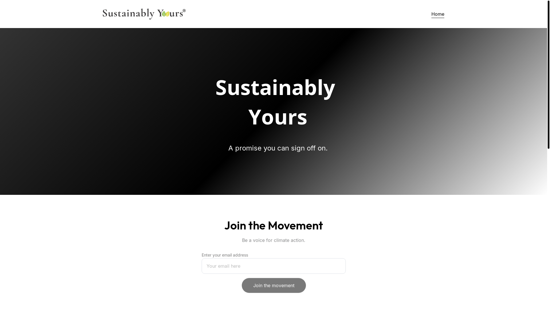 website screenshot of https://sustainablyyours.me/