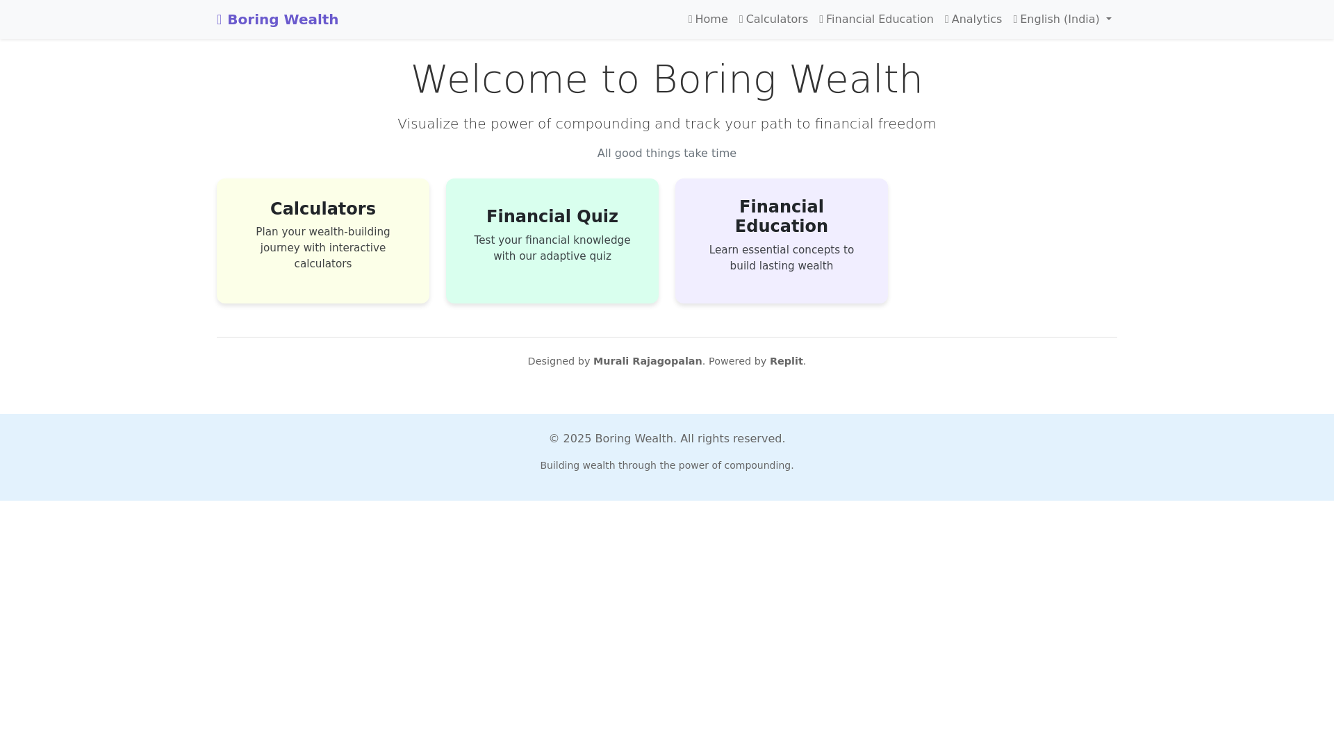 website screenshot of https://boringwealth.net/