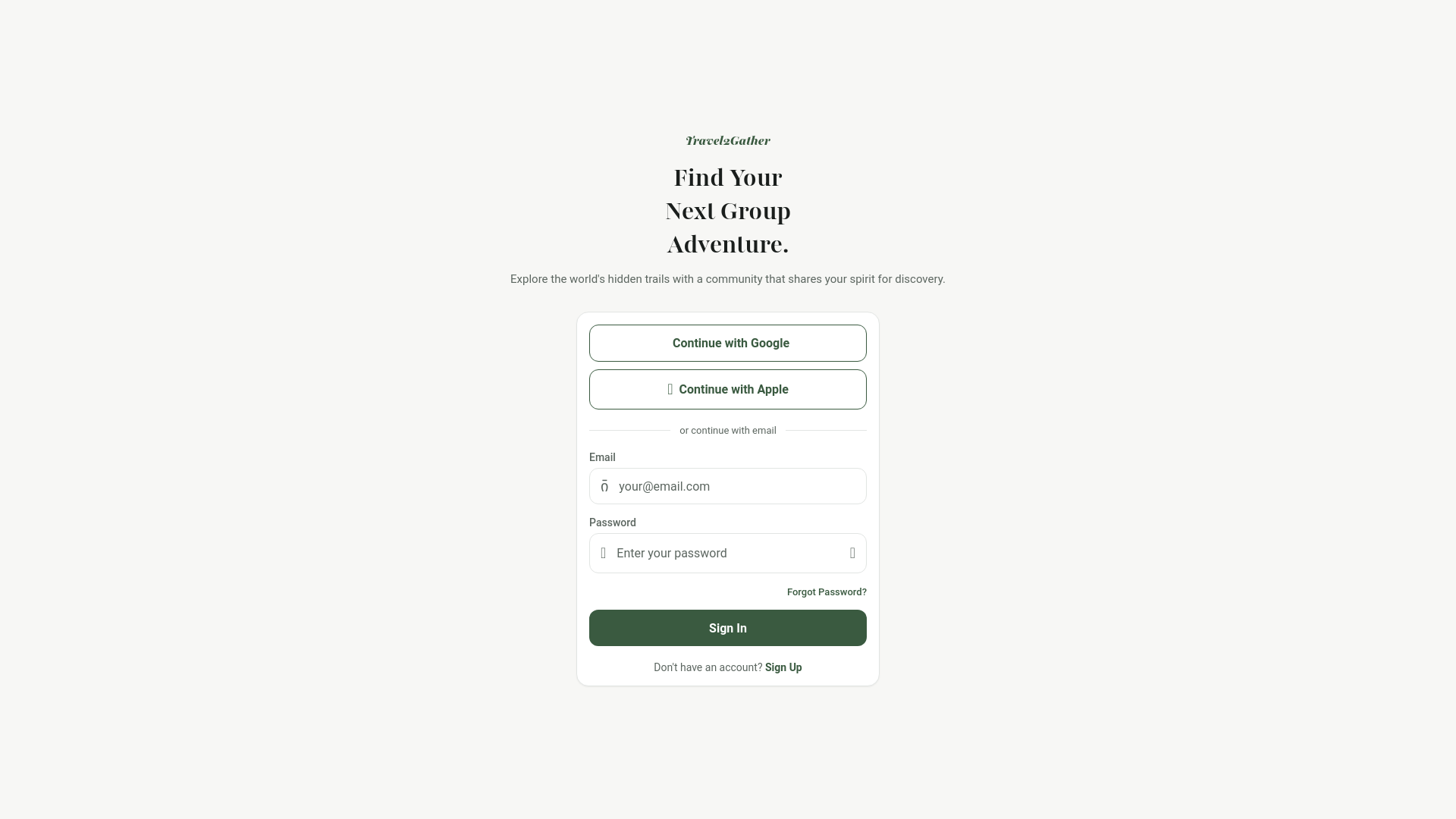 website screenshot of https://travel2gather-app-stg.pages.dev/