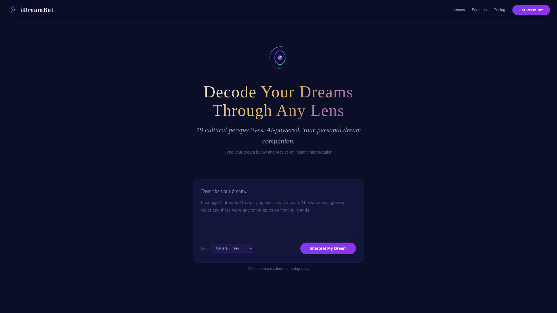 website screenshot of https://idreambot.com/
