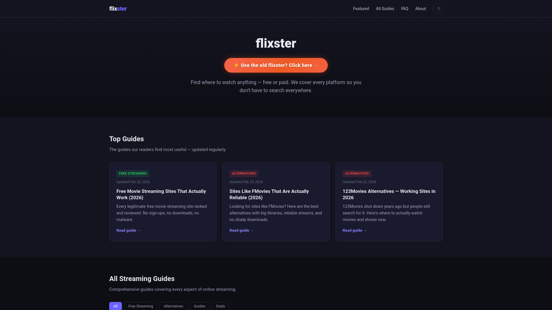 website screenshot of https://flixster.fun/