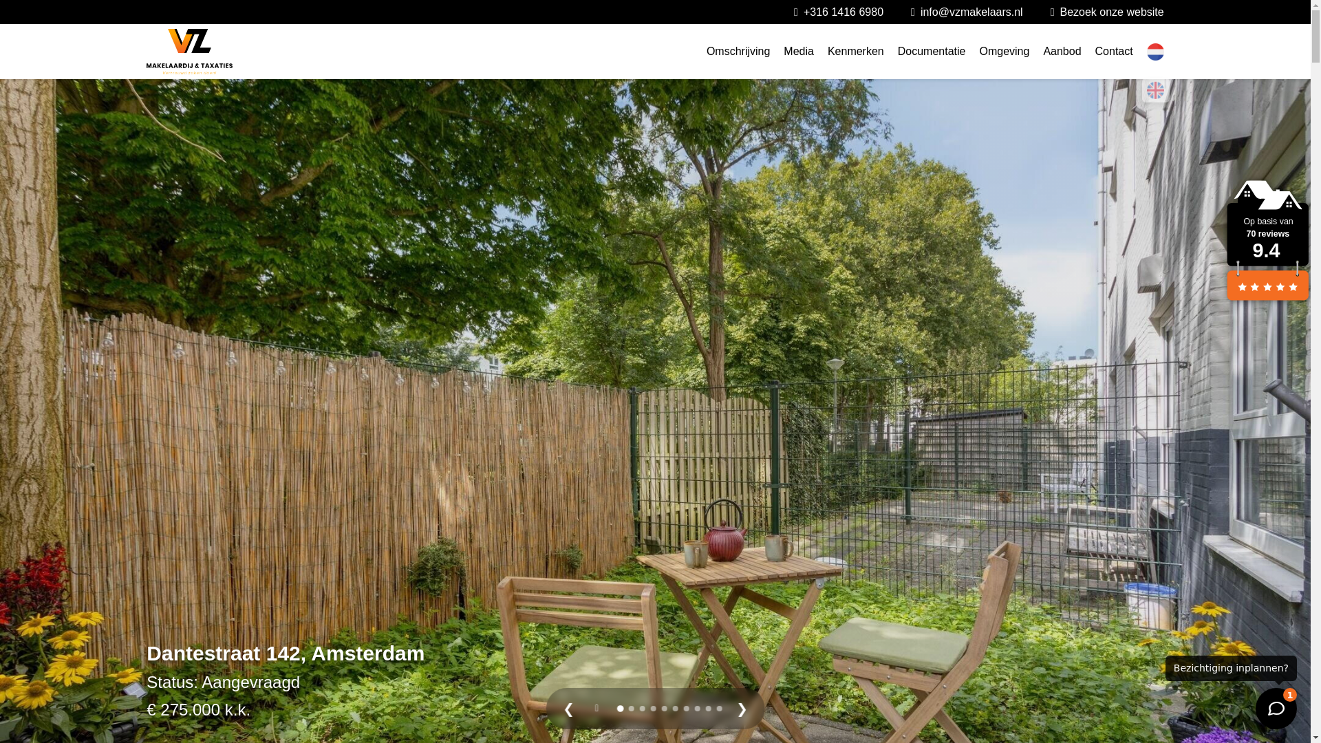 website screenshot of https://dantestraat142.nl/
