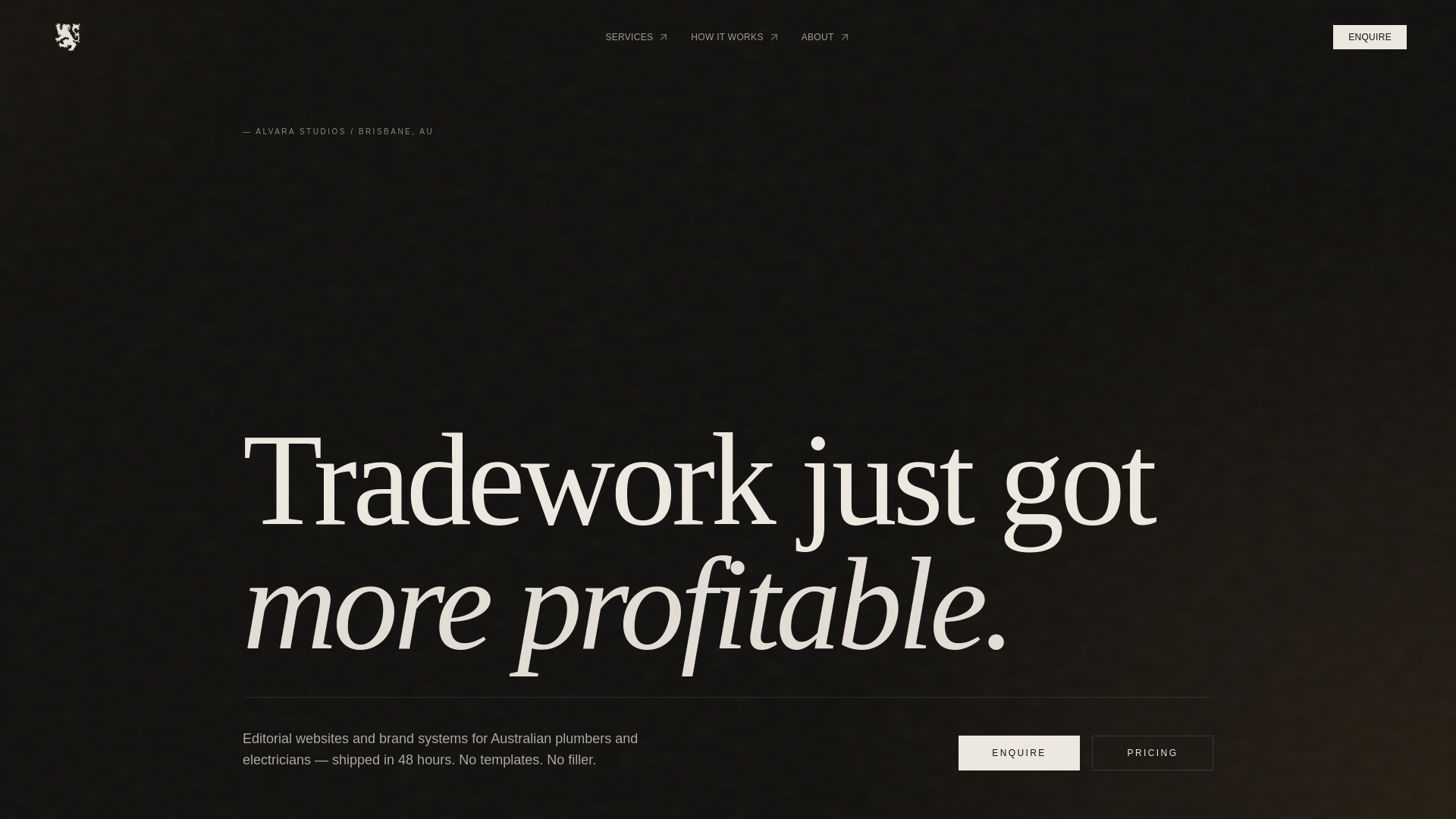 website screenshot of https://alvarastudios.com/