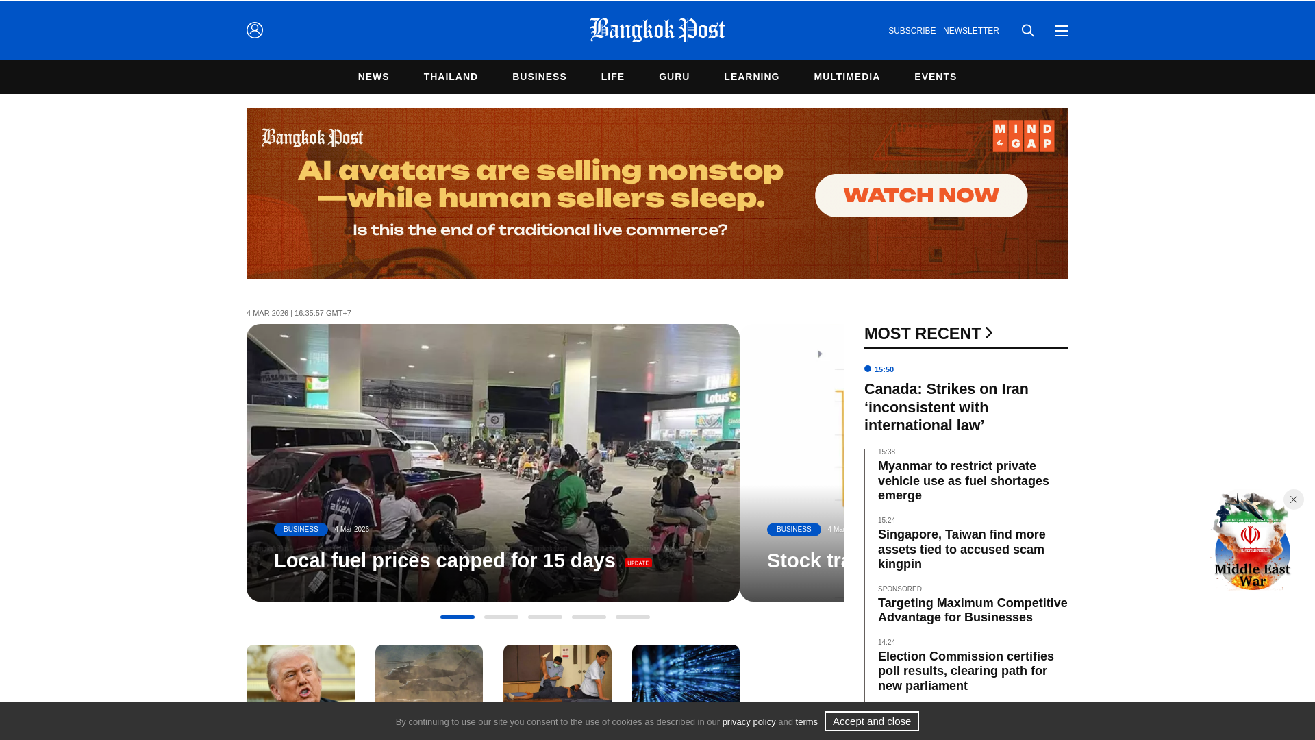 website screenshot of https://www.bangkokpost.com/