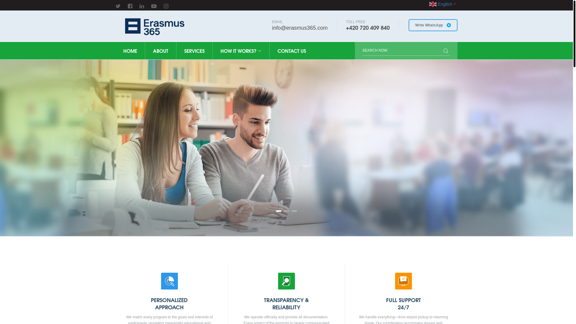 website screenshot of https://erasmus365.com/