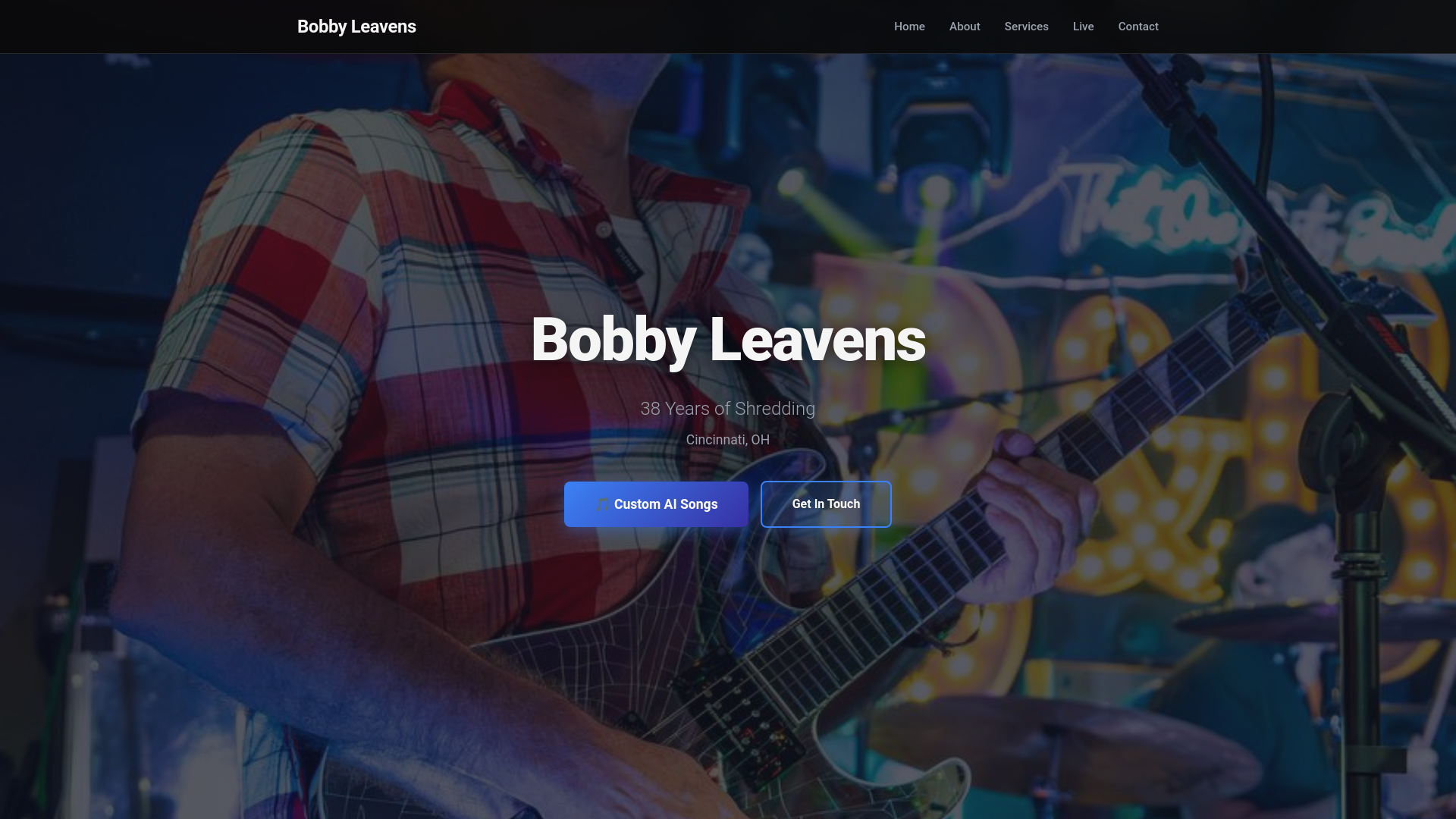 website screenshot of https://bobbyleavens.com/