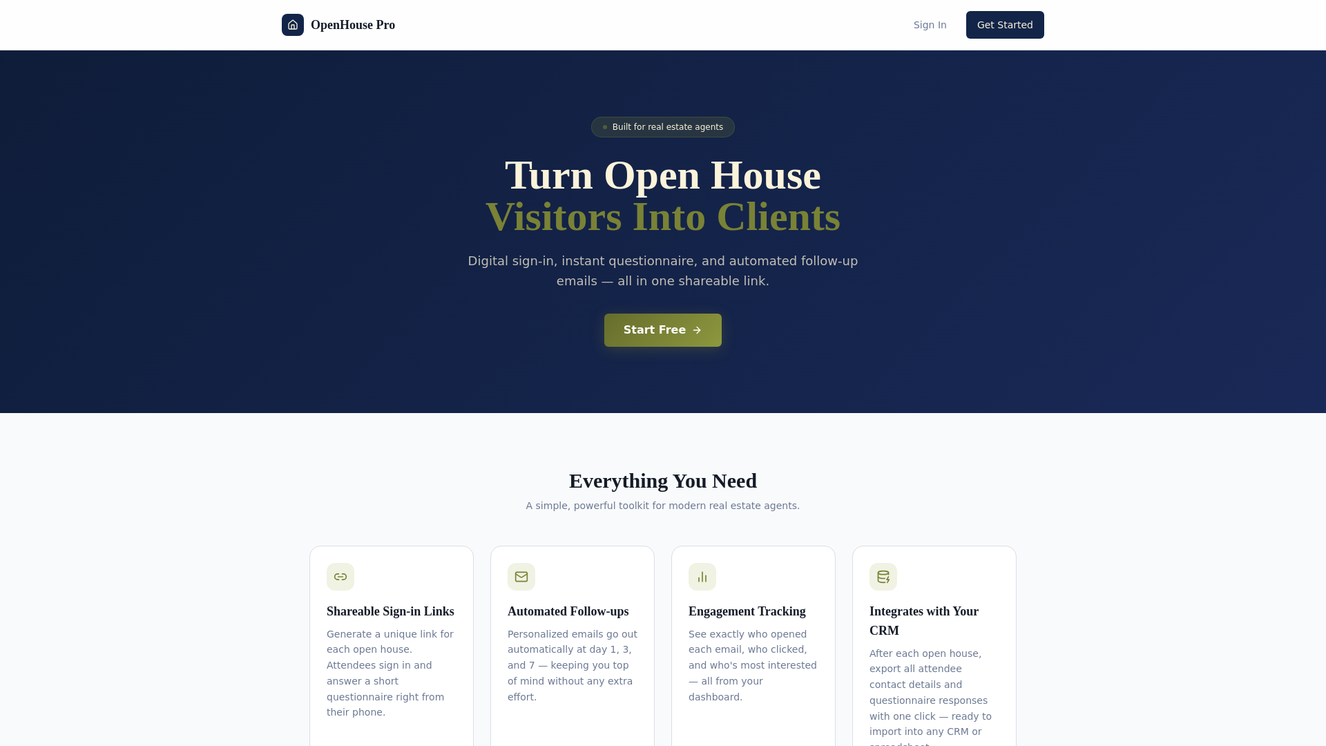 website screenshot of https://openhouseproapp.com/