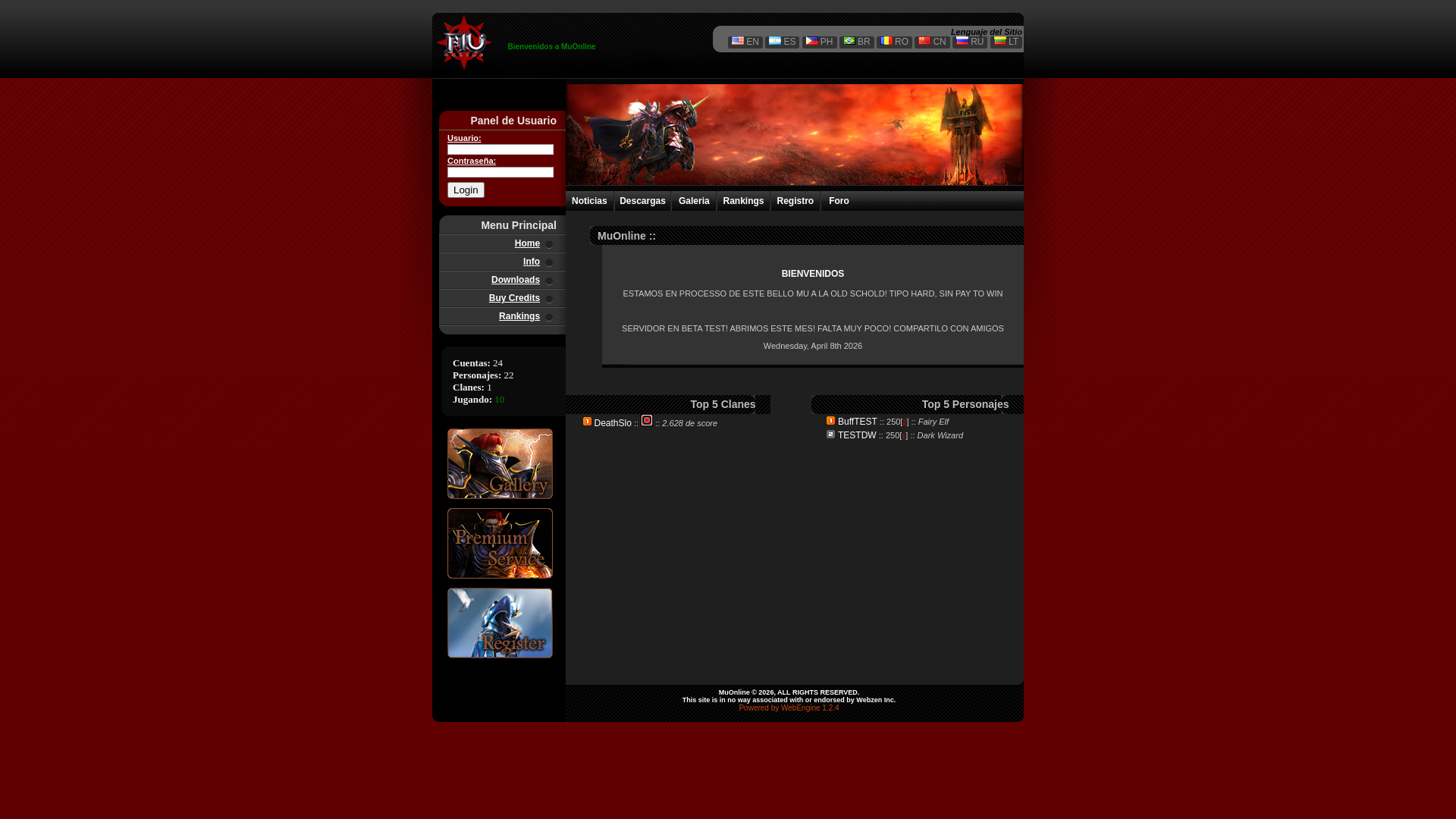 website screenshot of https://mudeathslow.online