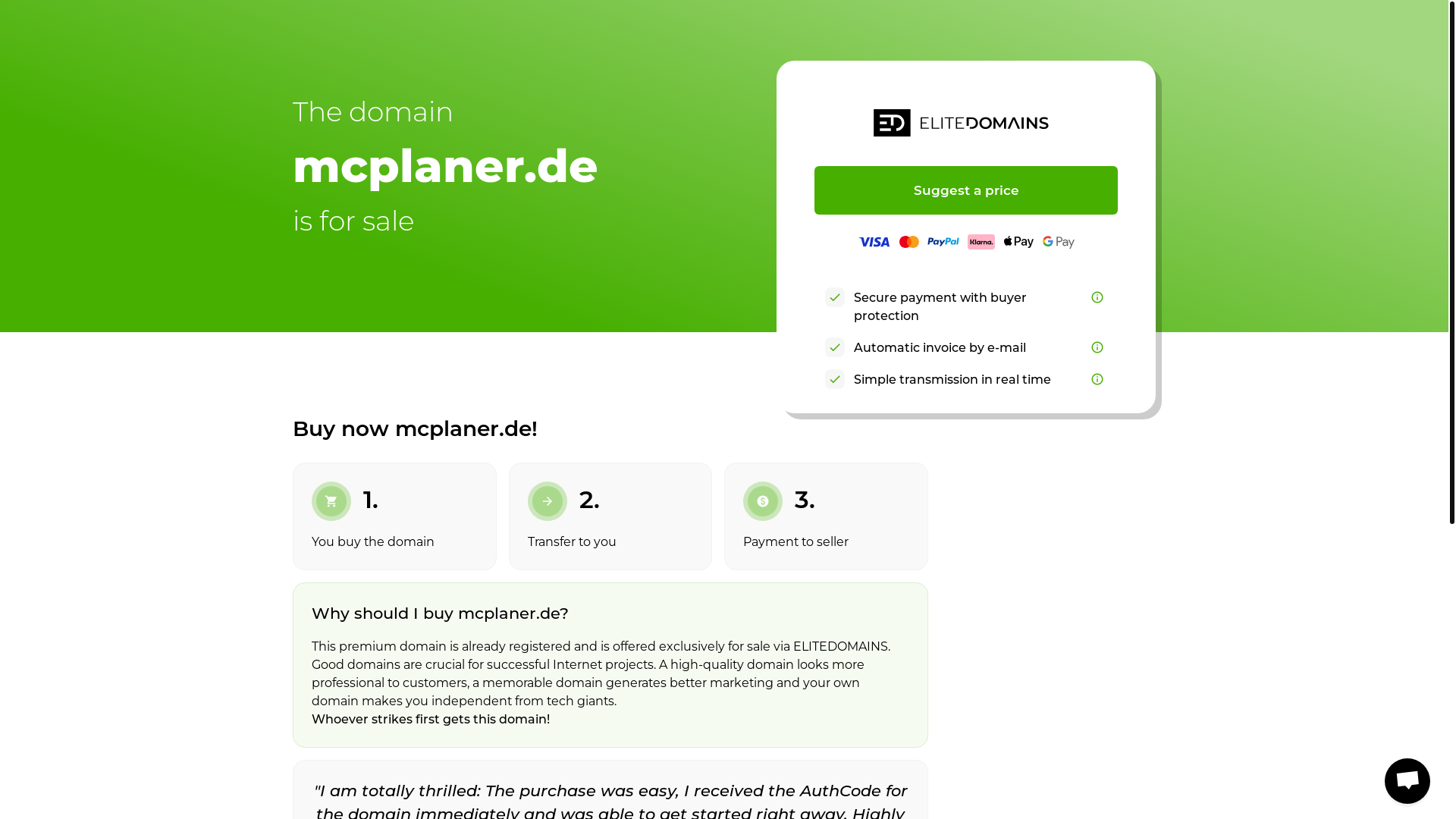 website screenshot of https://mcplaner.de/