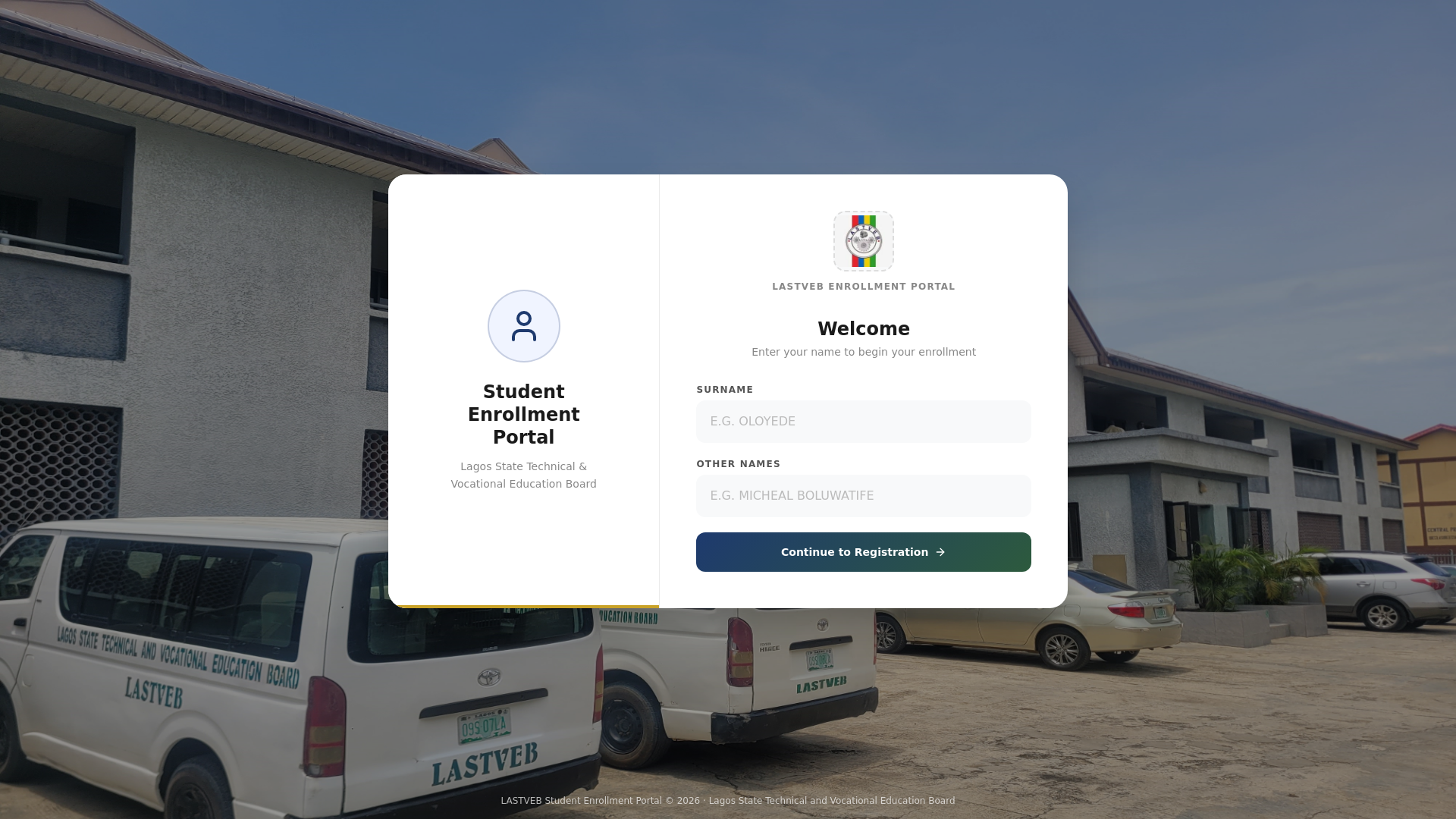 website screenshot of https://lastveb-admissionportal.org/
