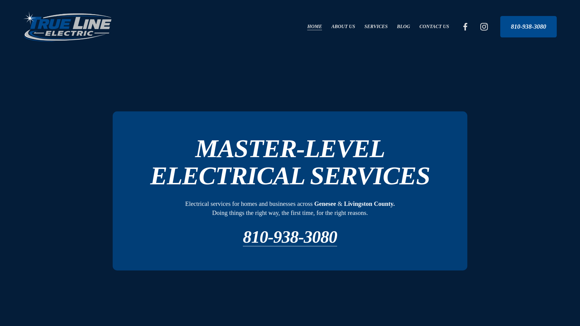 website screenshot of https://trueline-electrical.com/