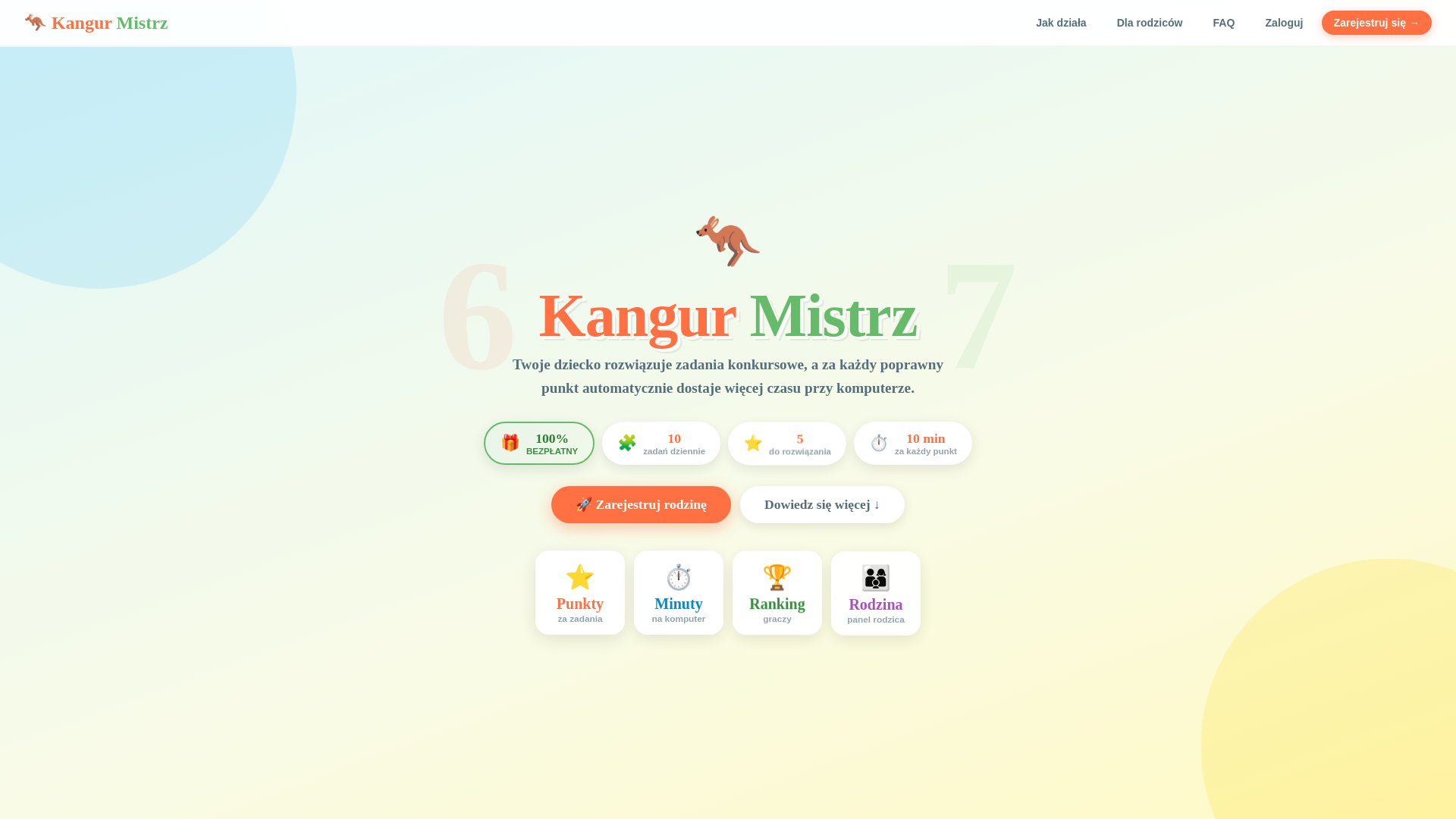 website screenshot of https://kangur-mistrz.pl/