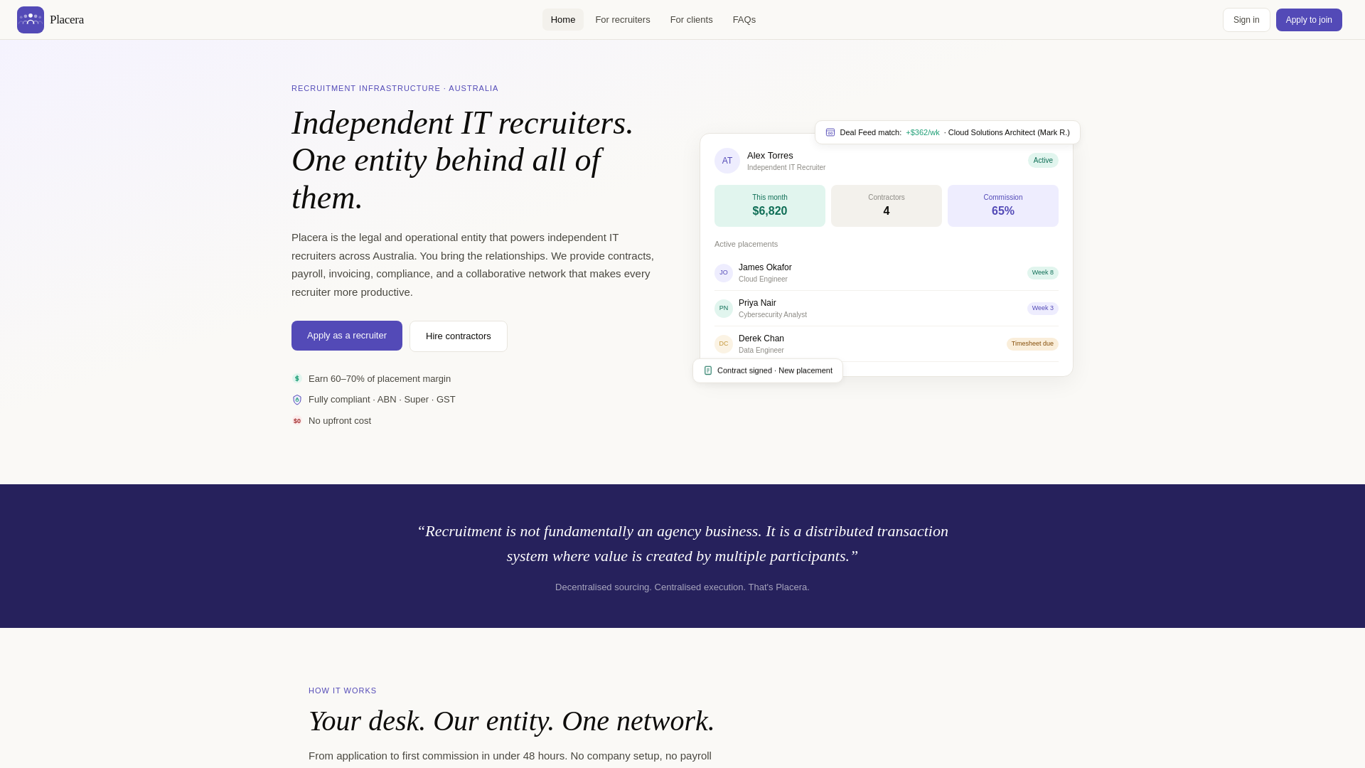 website screenshot of https://placera.com.au/