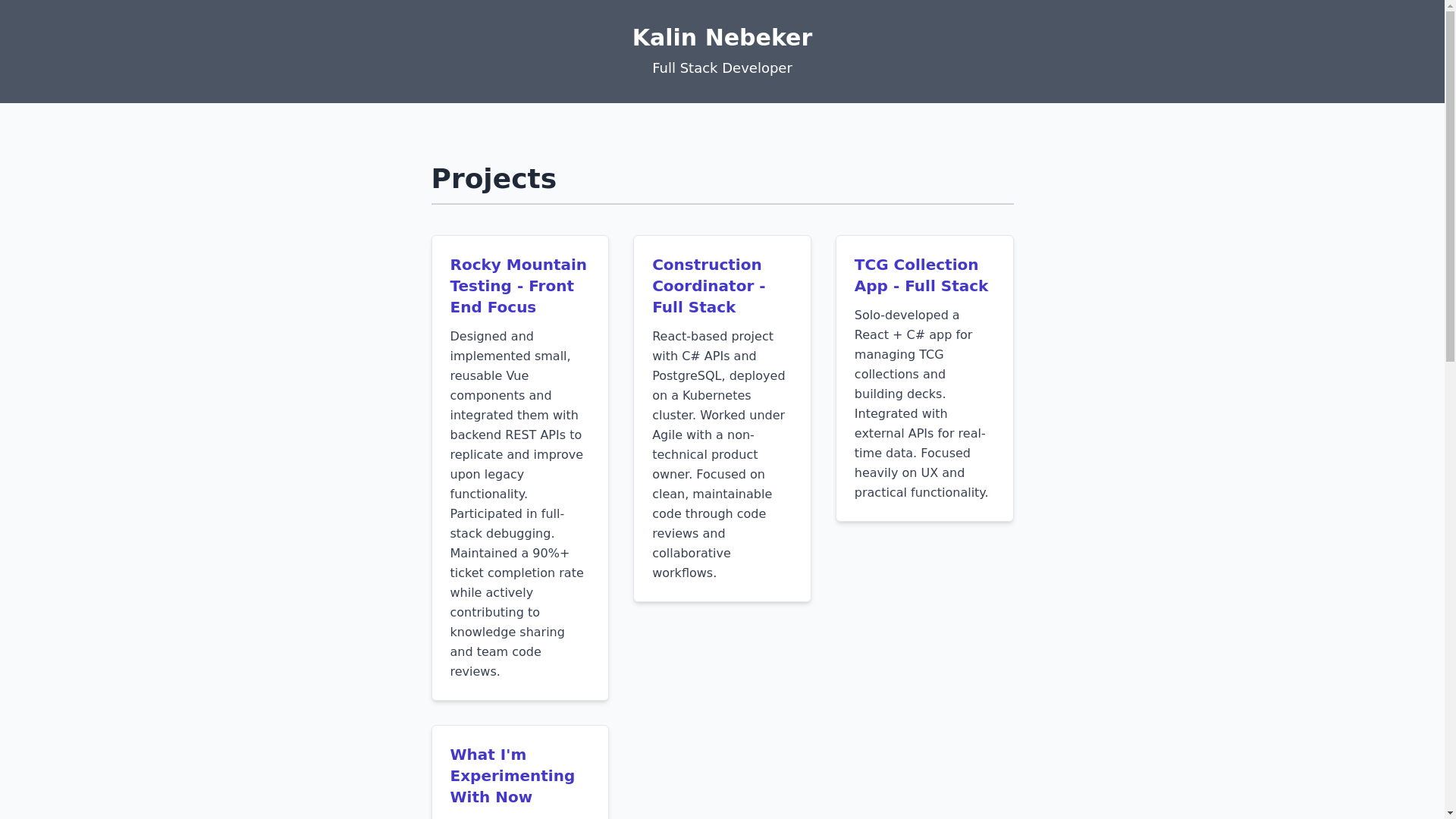 website screenshot of https://kalinnebeker.com/