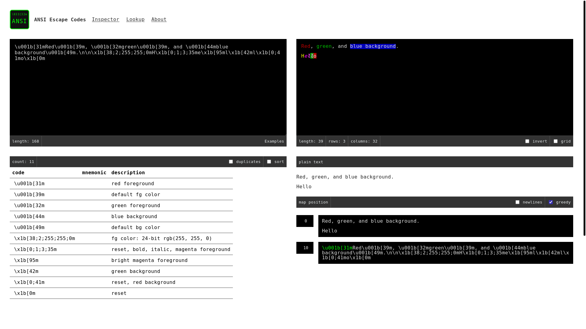 website screenshot of https://ansi-tools.pages.dev/
