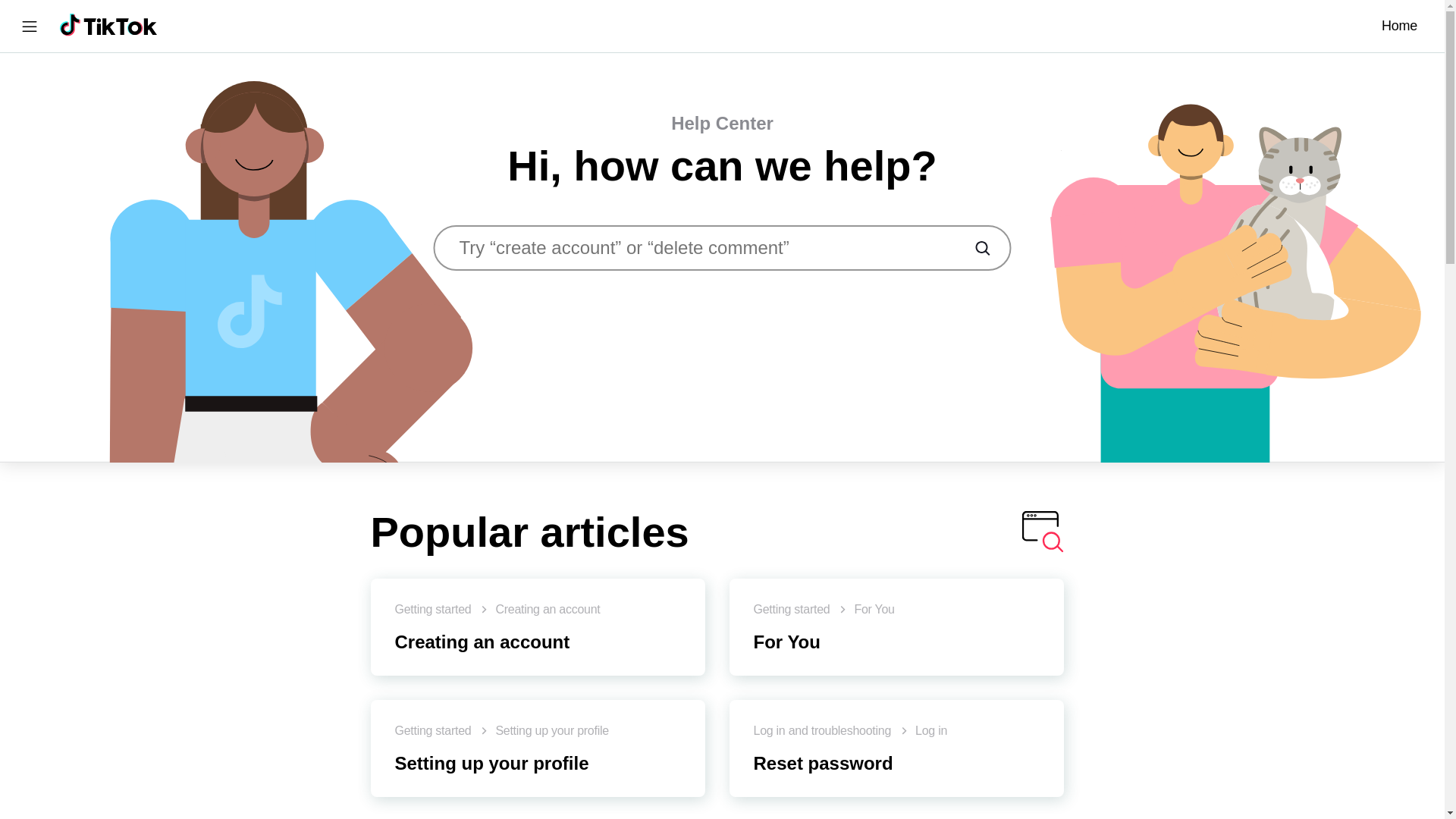 website screenshot of https://support.tiktok.com/