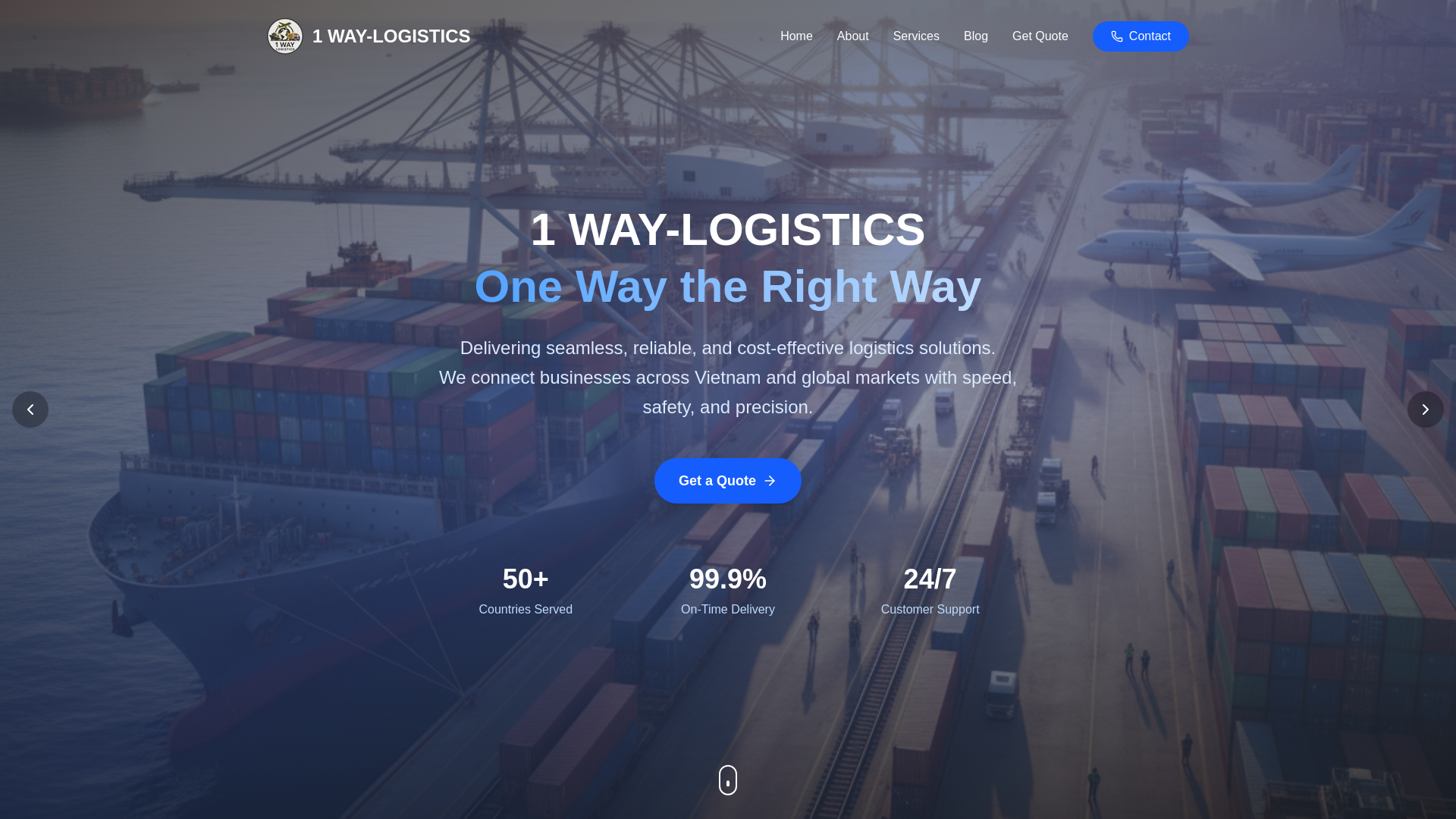 website screenshot of https://1way-logistics.com/
