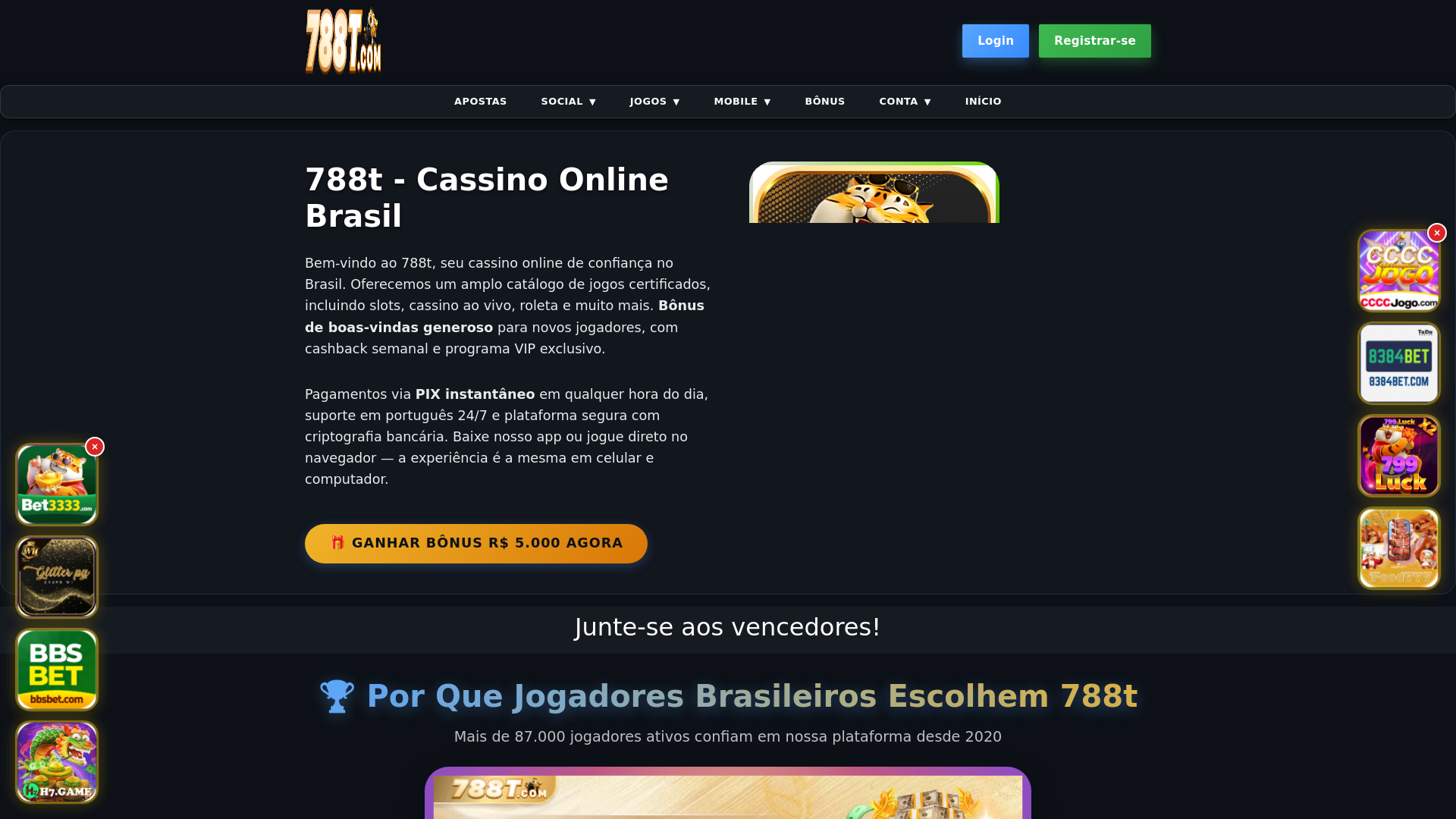 website screenshot of https://788trabbit.com.br/