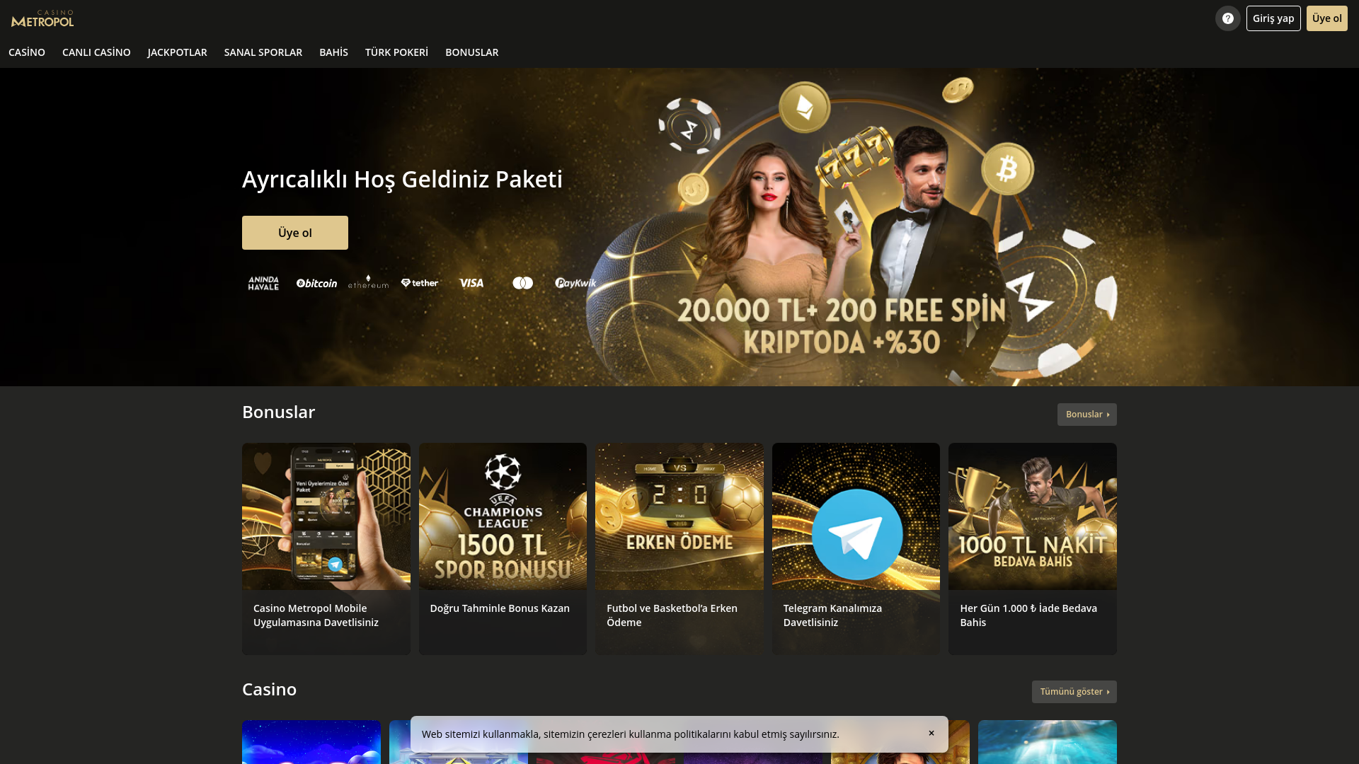 website screenshot of https://casinometropol985.com/