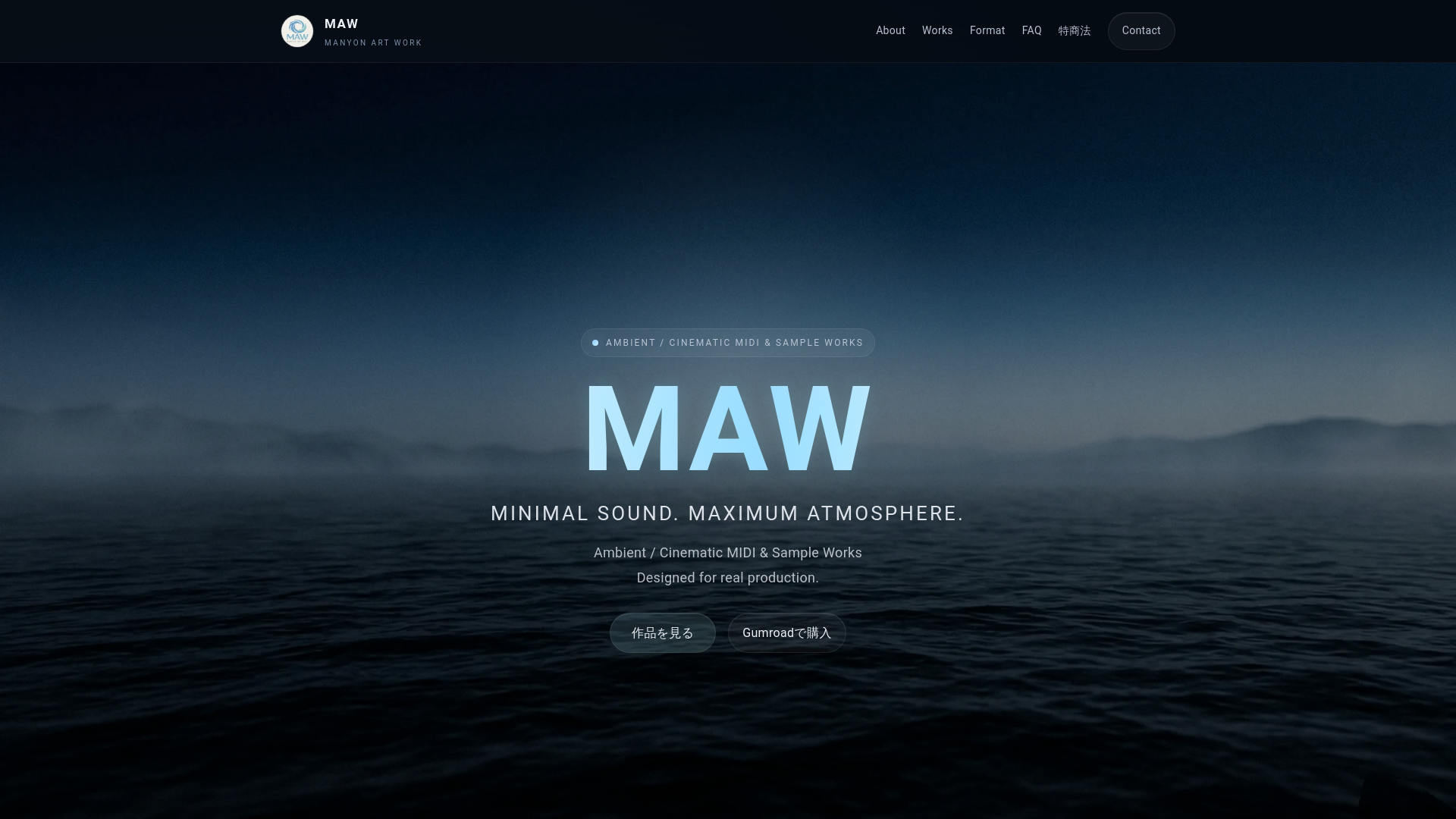 website screenshot of https://maw-studio.jp