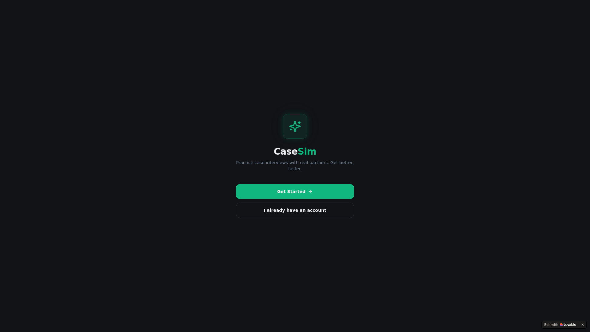website screenshot of https://casesim.ai/