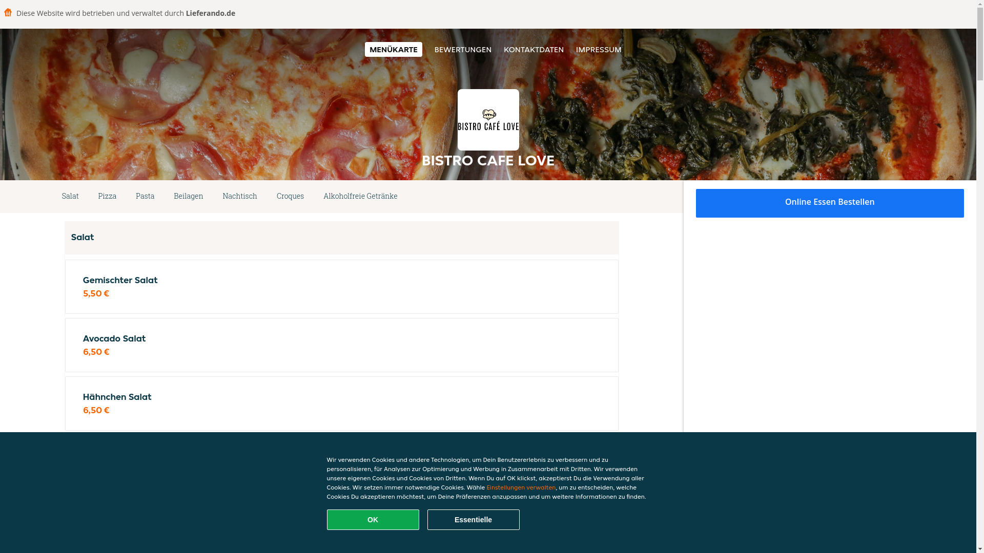 website screenshot of https://bistrocafelove-hamburg.de/