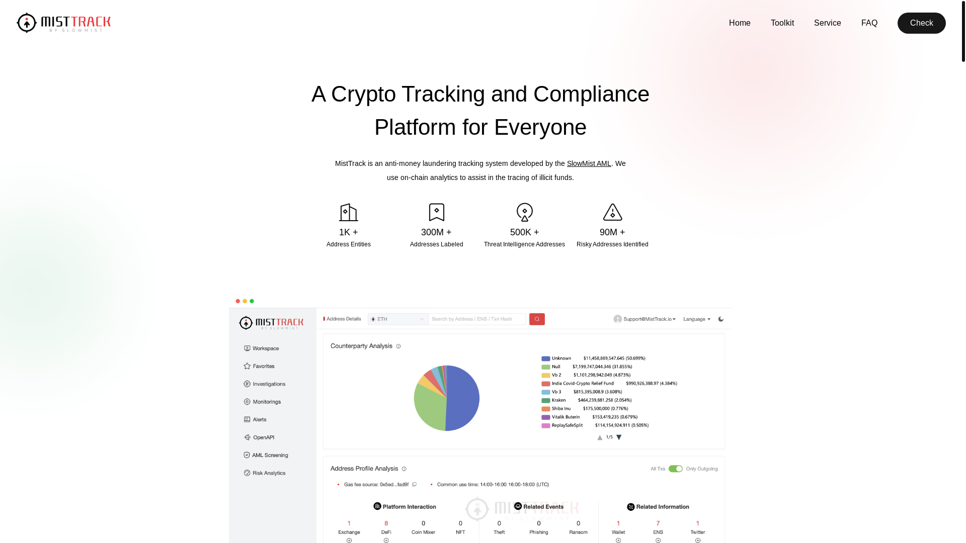 website screenshot of https://misttrackaml.com/