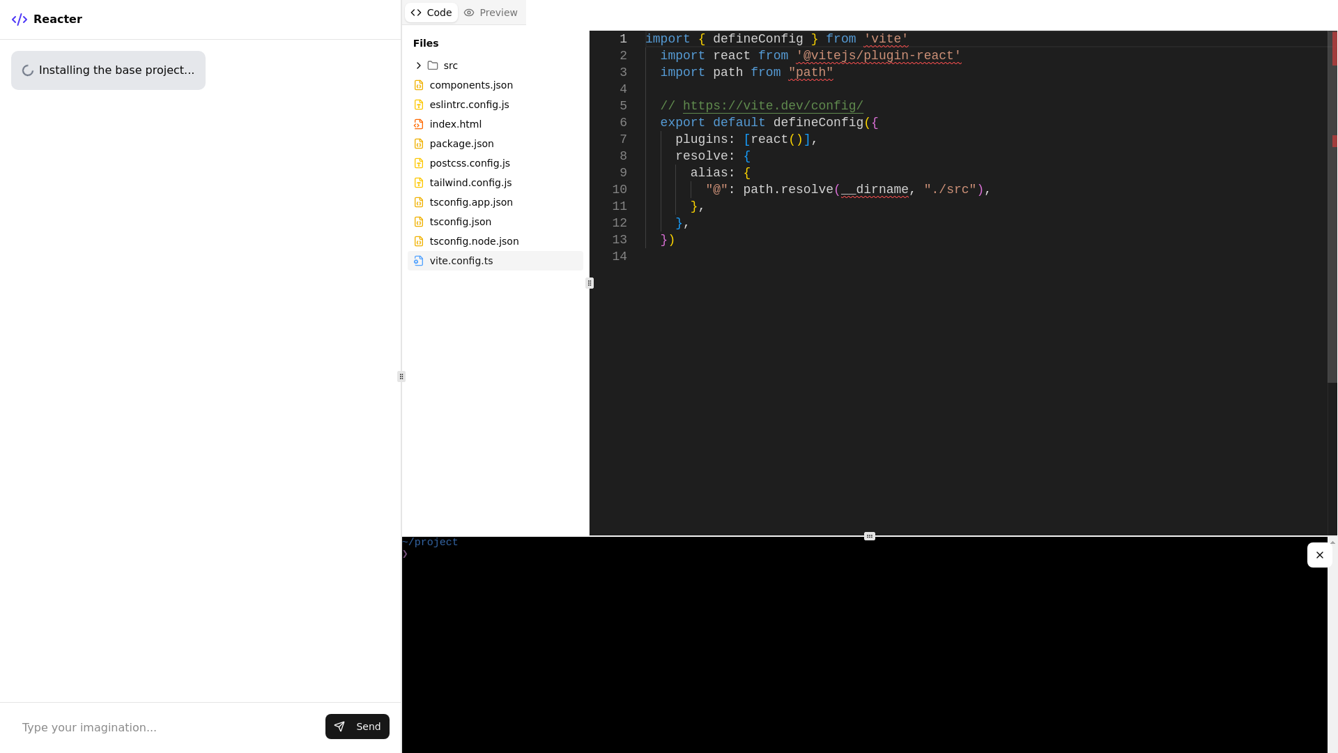 website screenshot of https://reacter.codes/