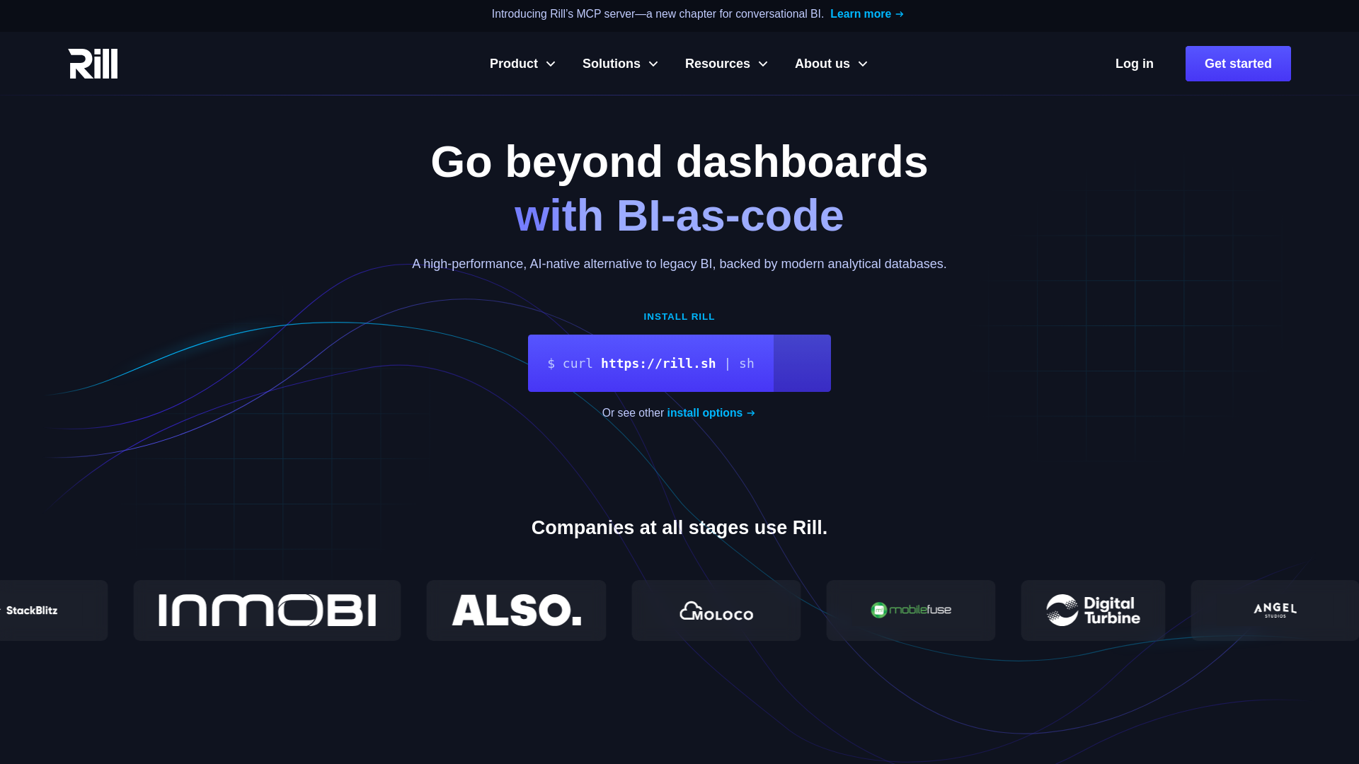 website screenshot of https://rilldata.cc/