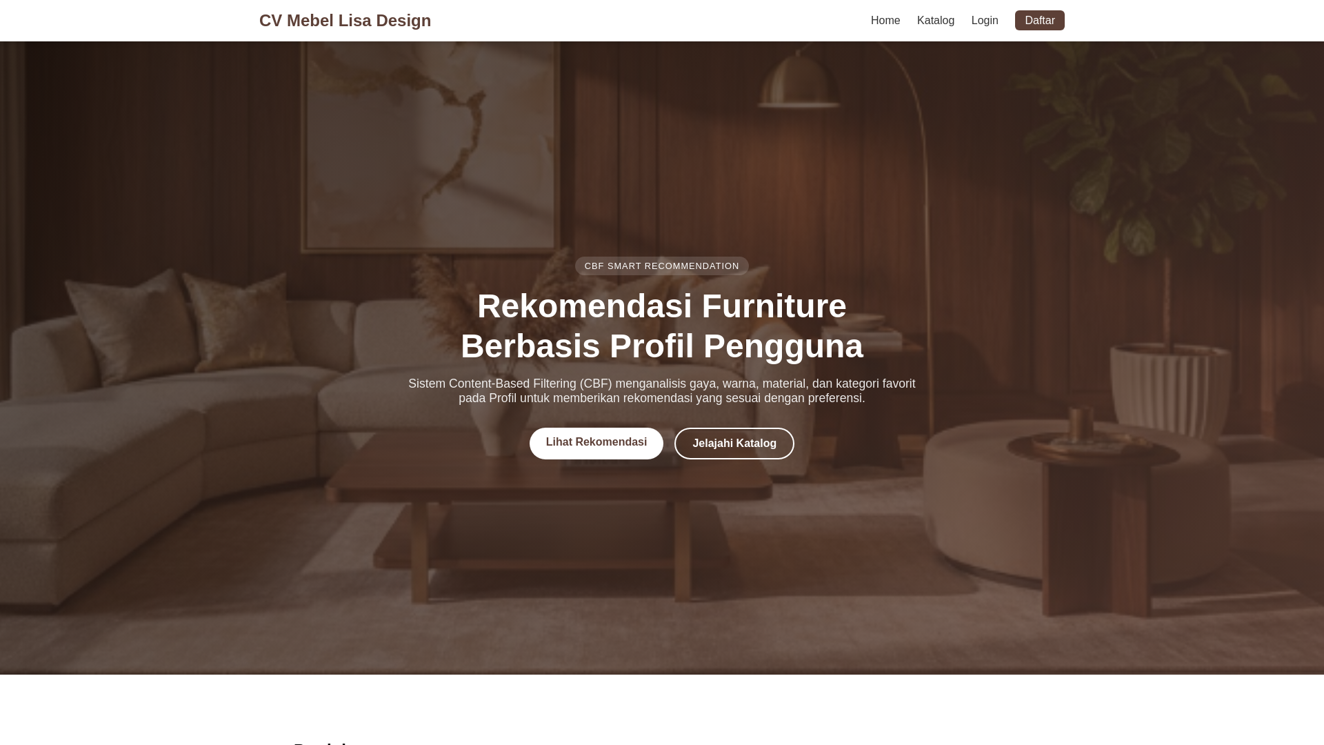 website screenshot of https://cvmebelisadesign.my.id/