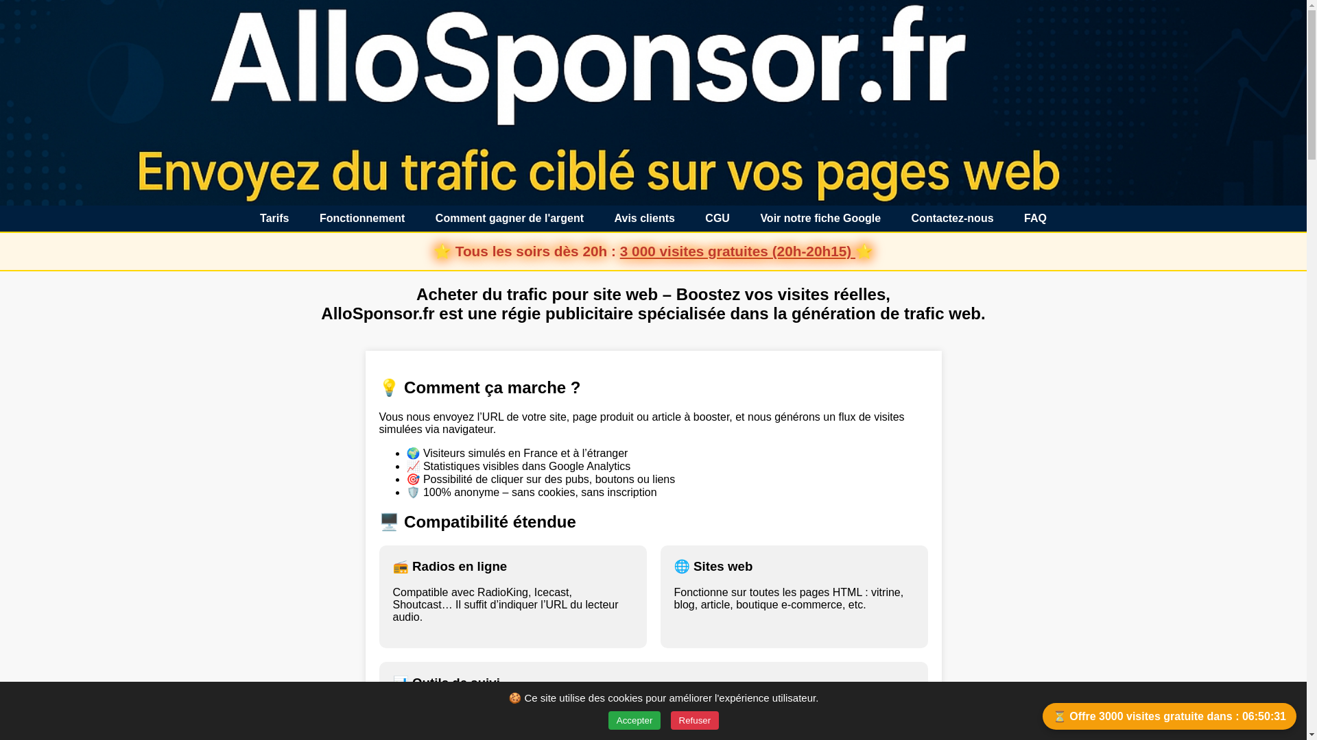 website screenshot of https://achetertraficweb.fr/