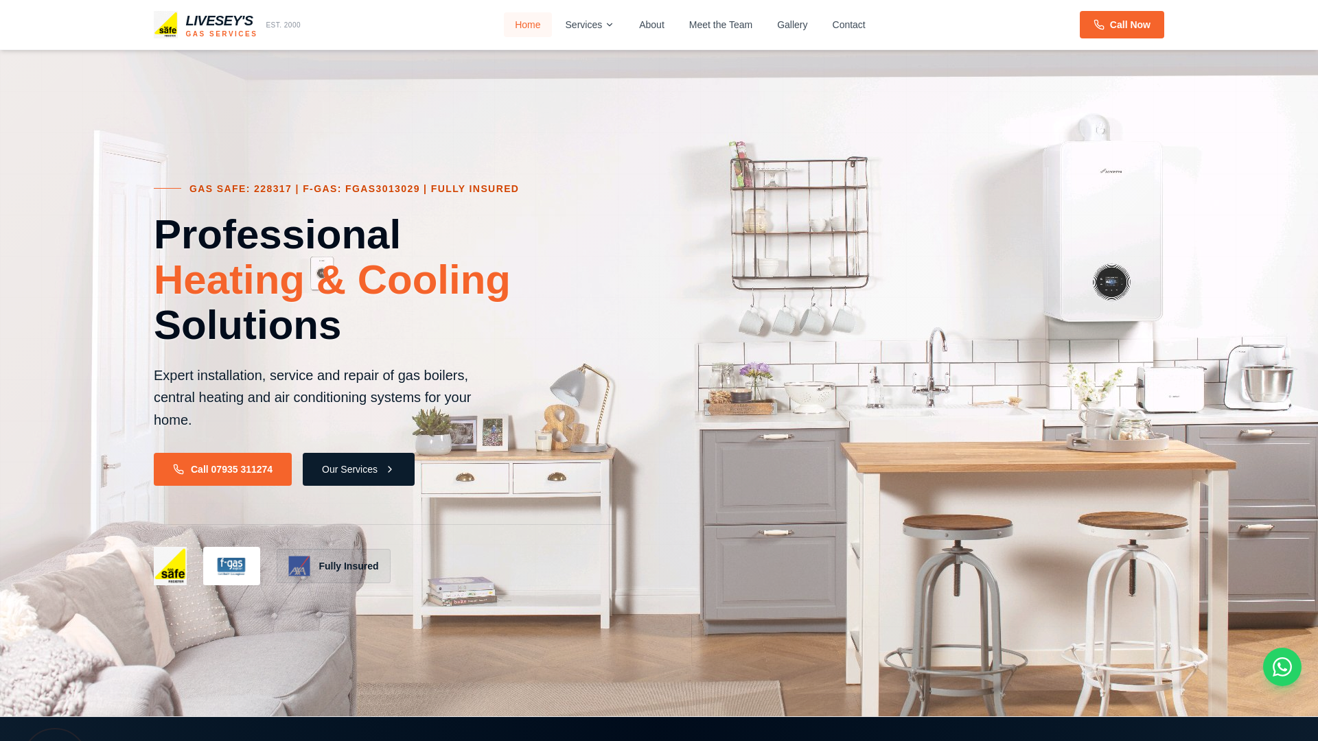 website screenshot of https://liveseysgas.com