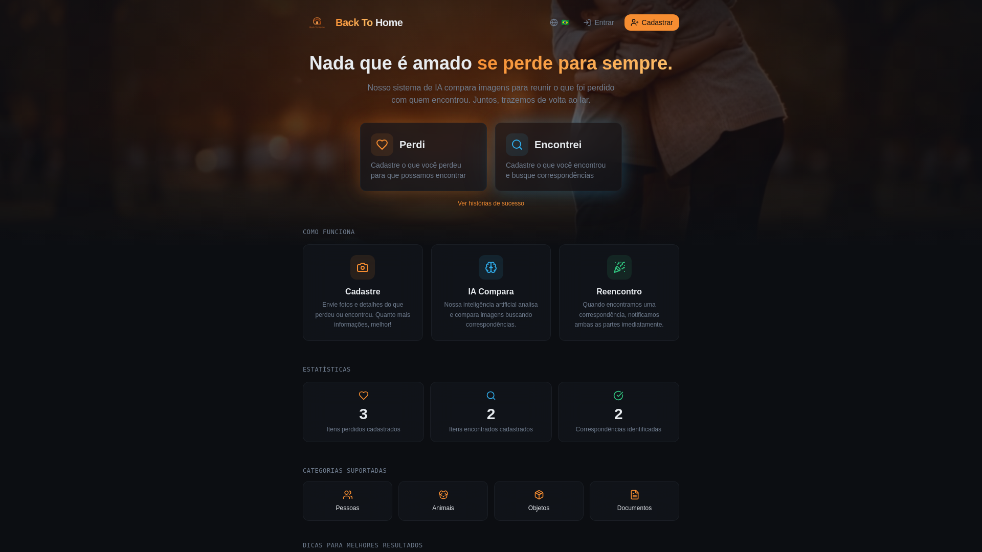 website screenshot of https://backtohome.life/