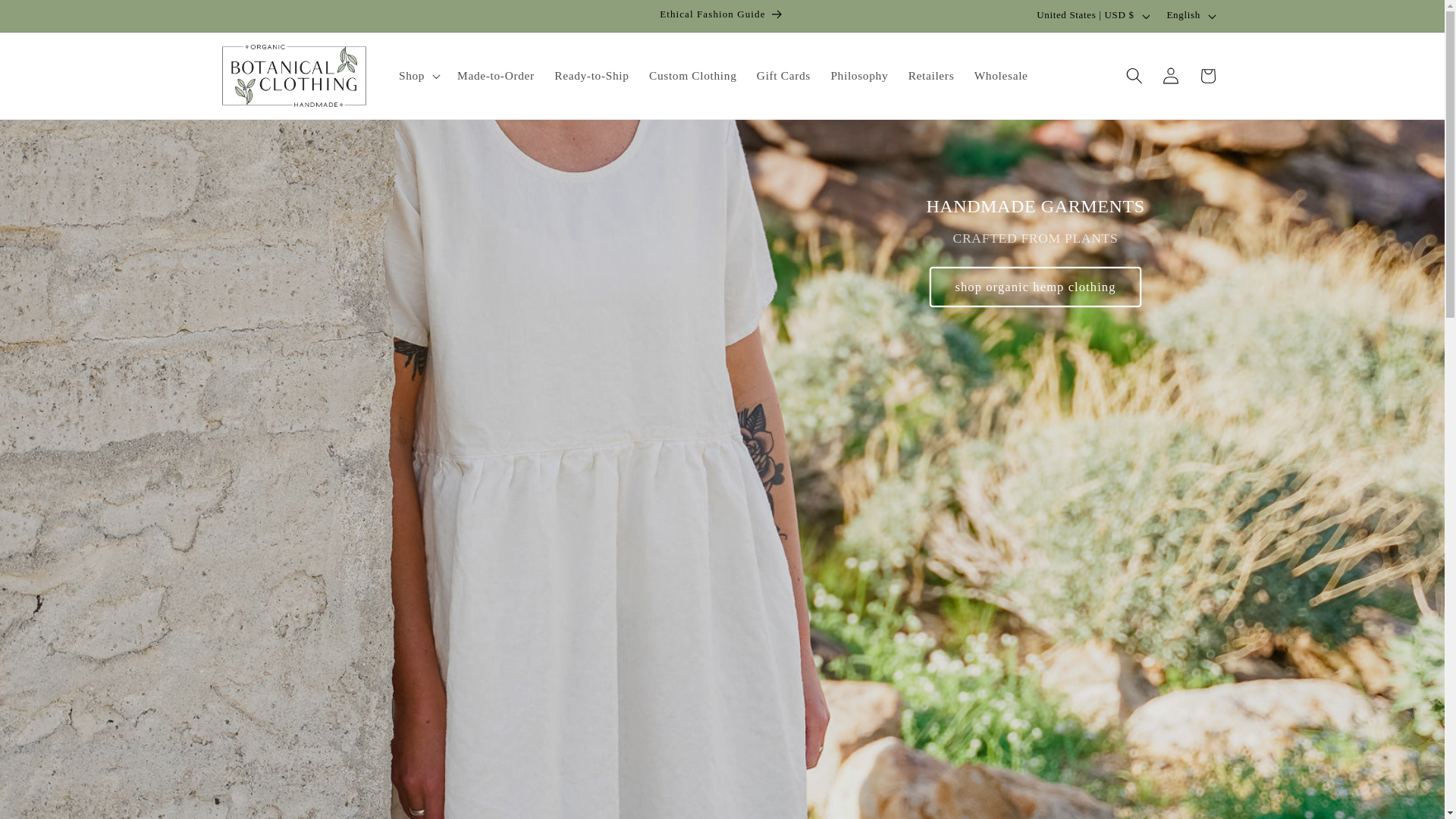 website screenshot of https://botanicalclothing.store/