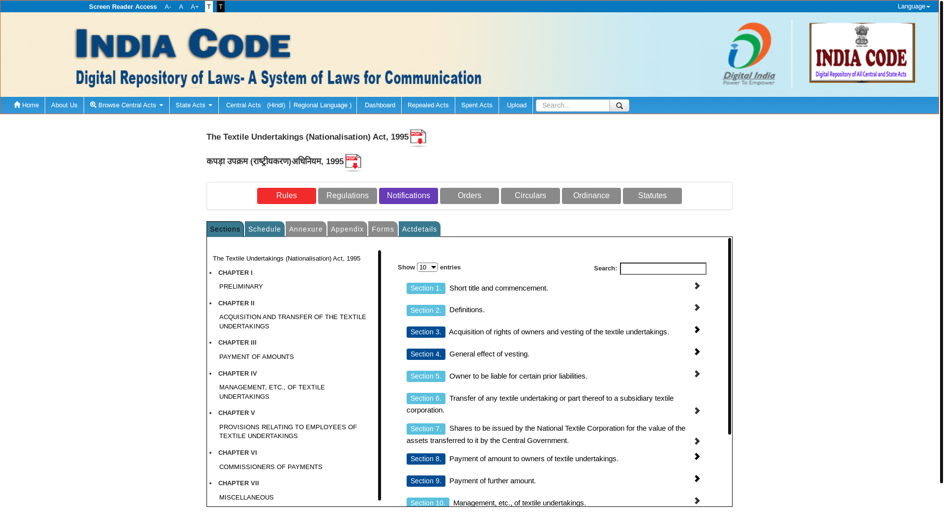 website screenshot of https://www.indiacode.nic.in/handle/123456789/1976